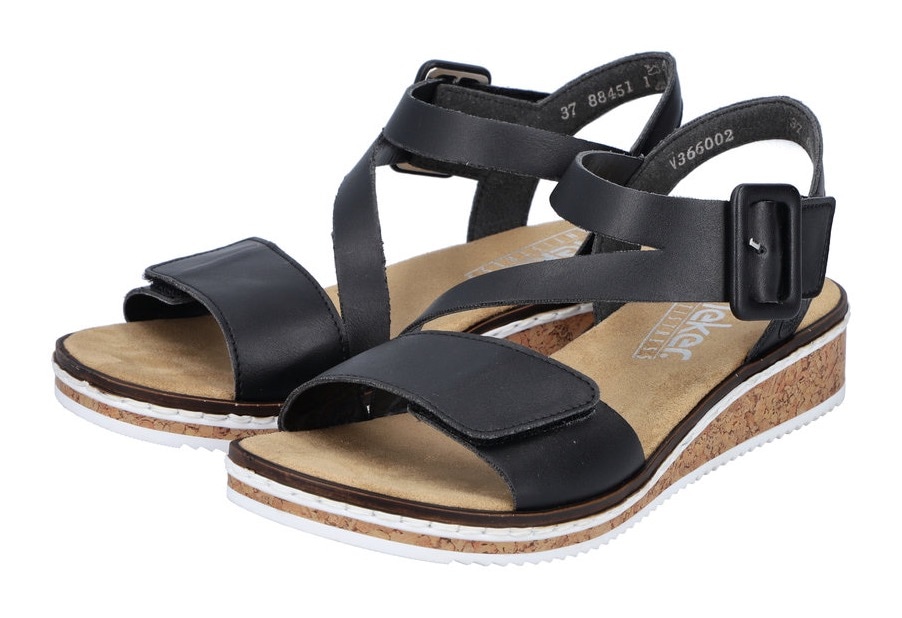 Rieker Riemchensandale, Sommerschuh, Sandalette, Keilabsatz, mit asymmetrischem Riemchen