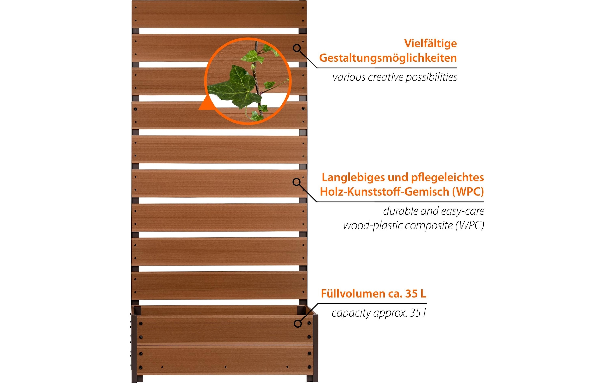 dobar Hochbeet »Pflanzkübel mit Rankgitter aus WPC«