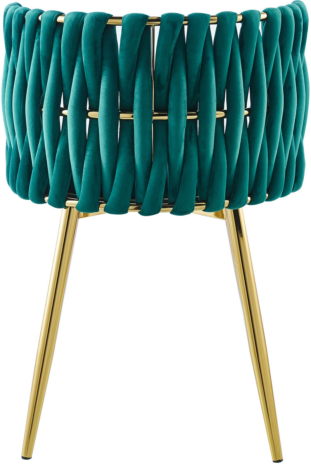 Kayoom Polsterstuhl »Stuhl Melly 125 2er-Set,tolles Design der Rückenlehne, runde Sitzfläch«, (Set), 2 St., ausgefallen geflochtene Rückenlehne, Samtbezug, goldene Beine