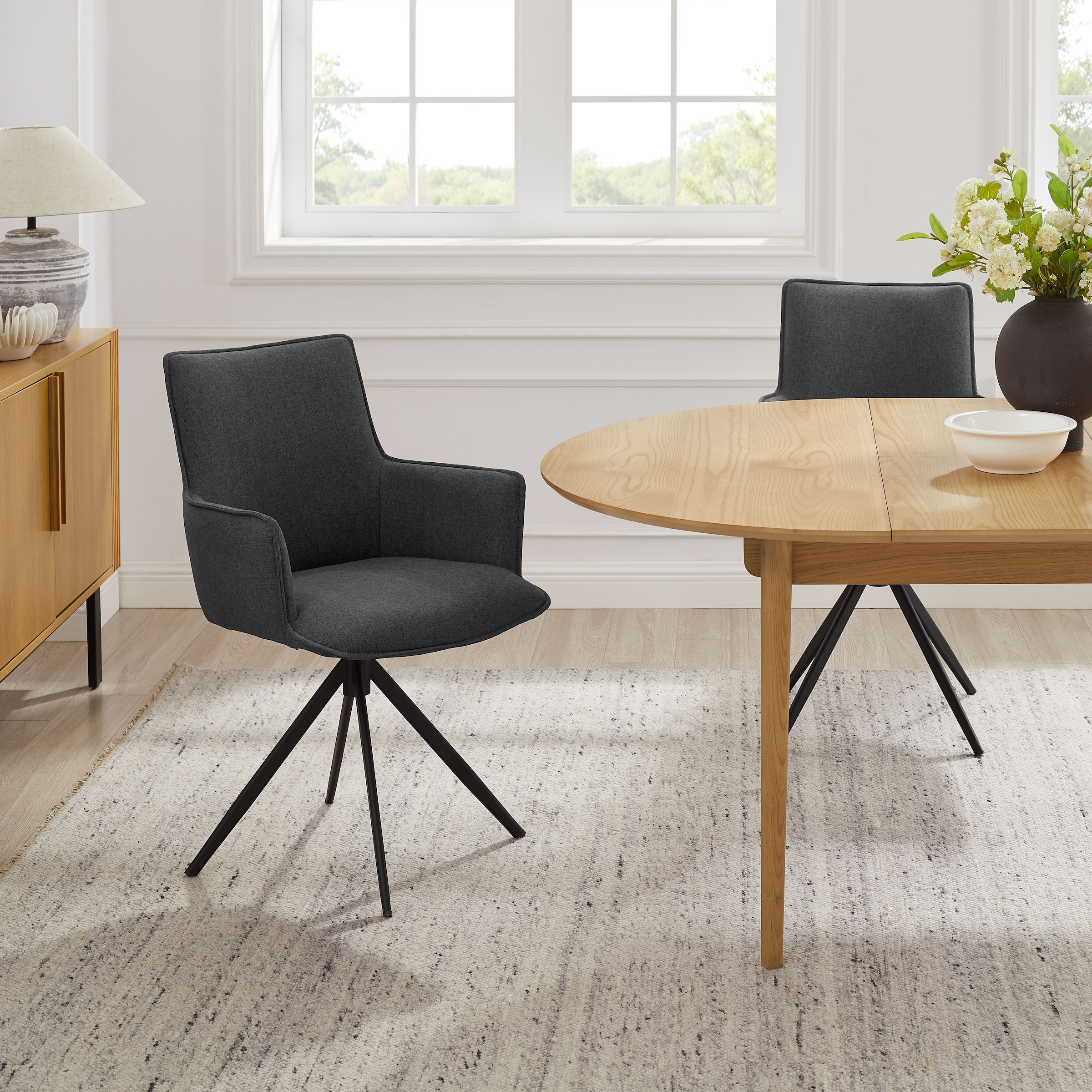 GOODproduct Drehstuhl »Amoreve« (Set) 2 Stk.hochwertiger Strukturstoff, ergonomisches Design, Metallgestell