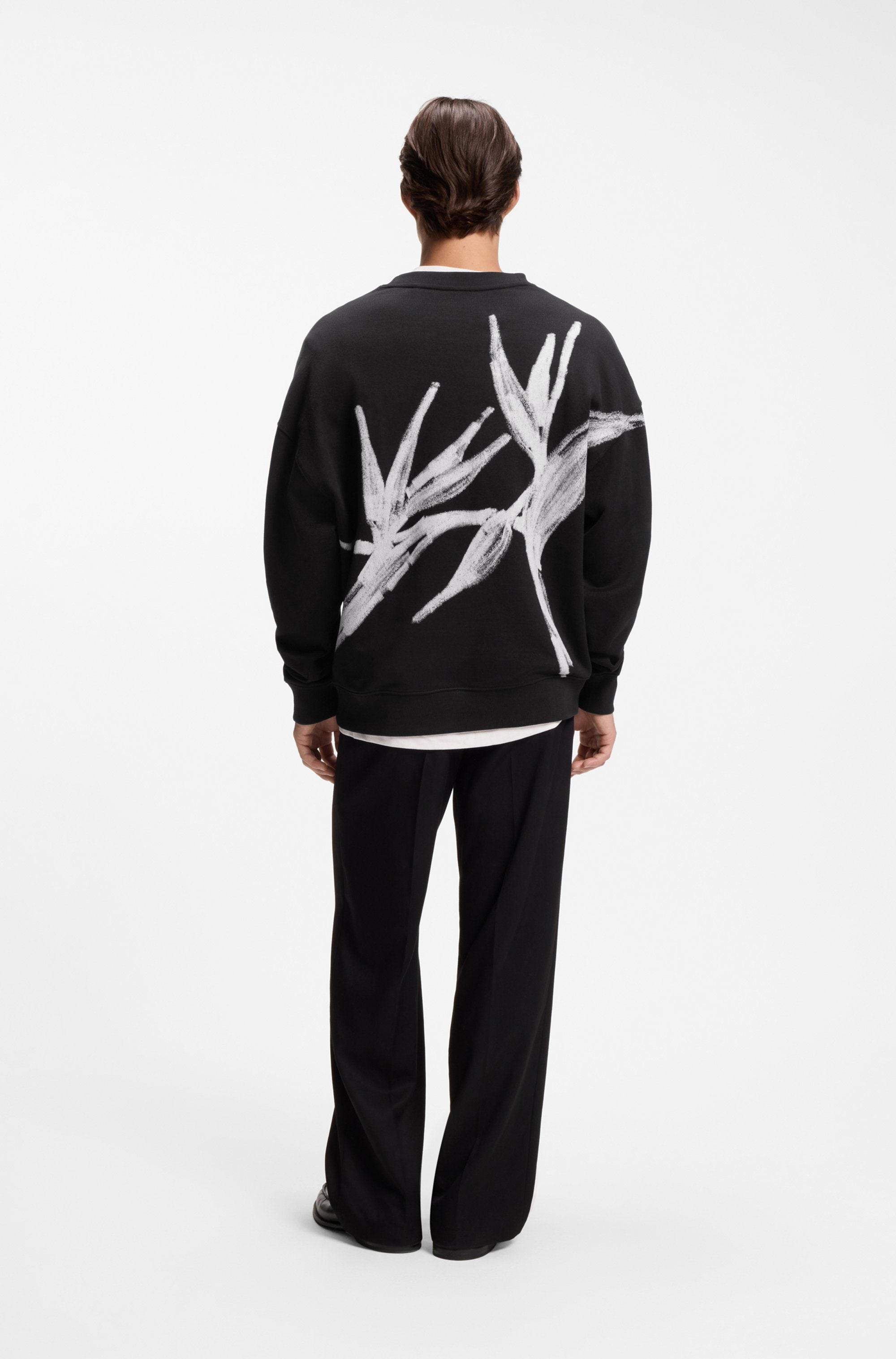 HUGO Sweat-shirt »Darislong«, Rundhalsausschnitt, Oversize Fit, gesticker Logoschriftzug
