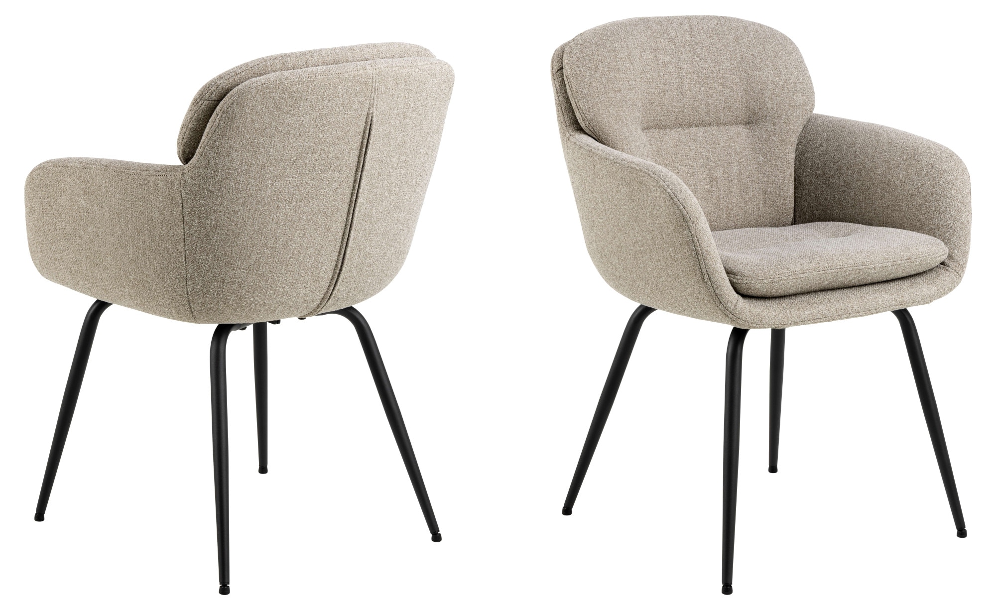 ACTONA GROUP Chaise de salle à manger »Dora mit Armlehnen - gepolstert & bequem, moderner Küchenstuhl« () Revêtement en tissu agréable & grand confort d’assise pour une position détendue