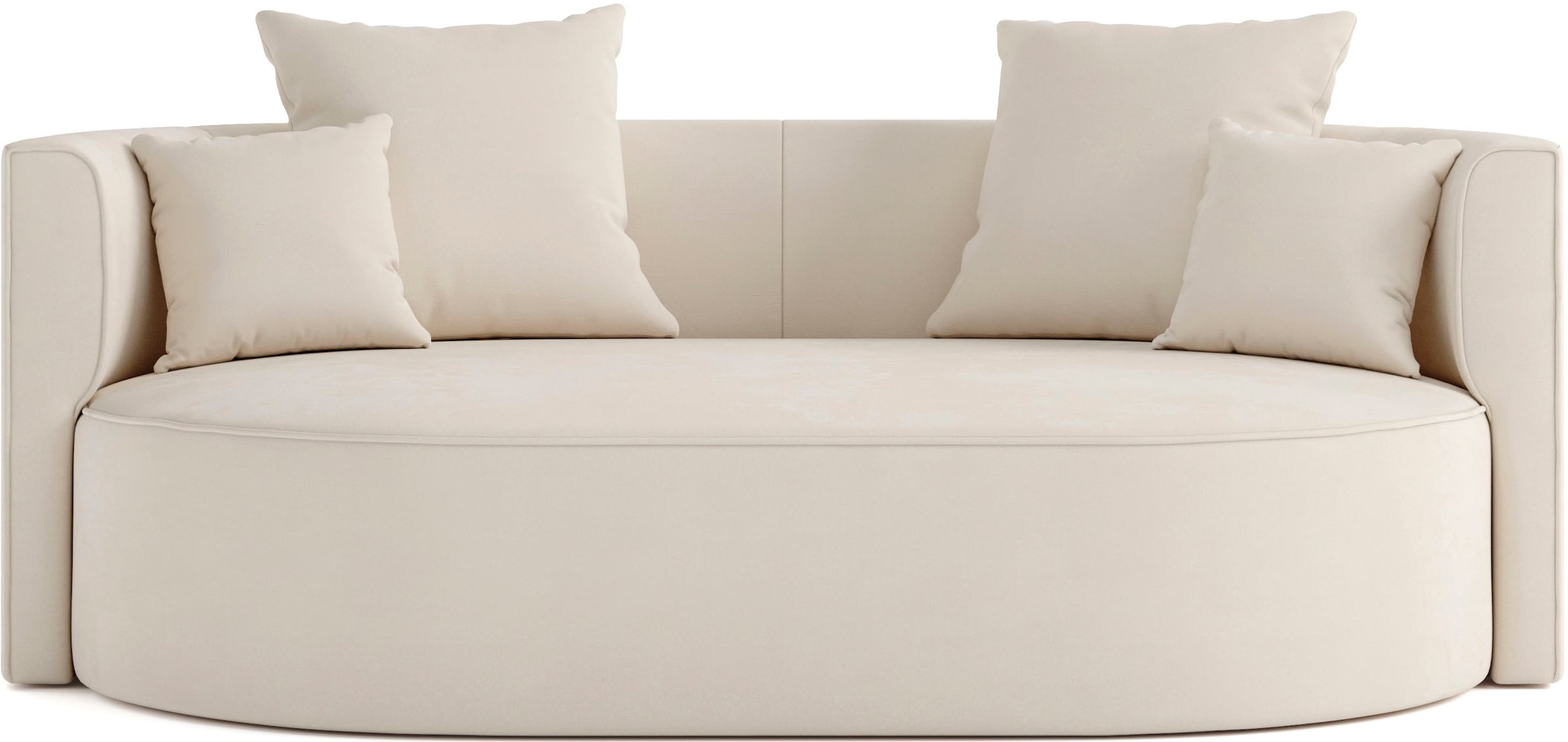 LeGer Home by Lena Gercke 2,5-Sitzer »ISALIE, rundes Loungesofa, mit Kissen, perfekt gepolstert«, moderne Stoffe, mit 4 Zierkissen, extra grosse Sitzfläche