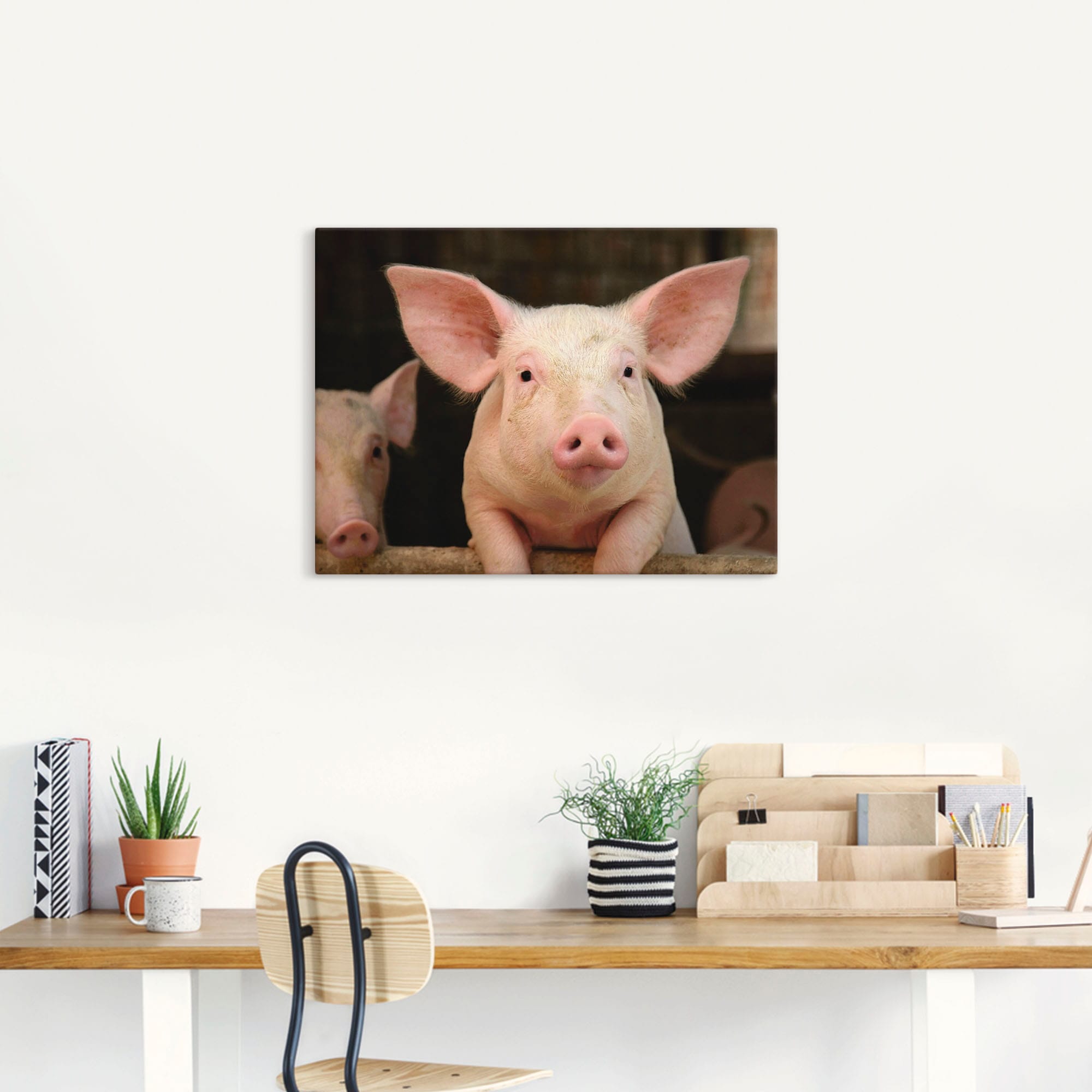 Artland Tableau sur toile »Vorwitziges Schwein« 1 cuis tlg. auf Holzrahmen gespannt