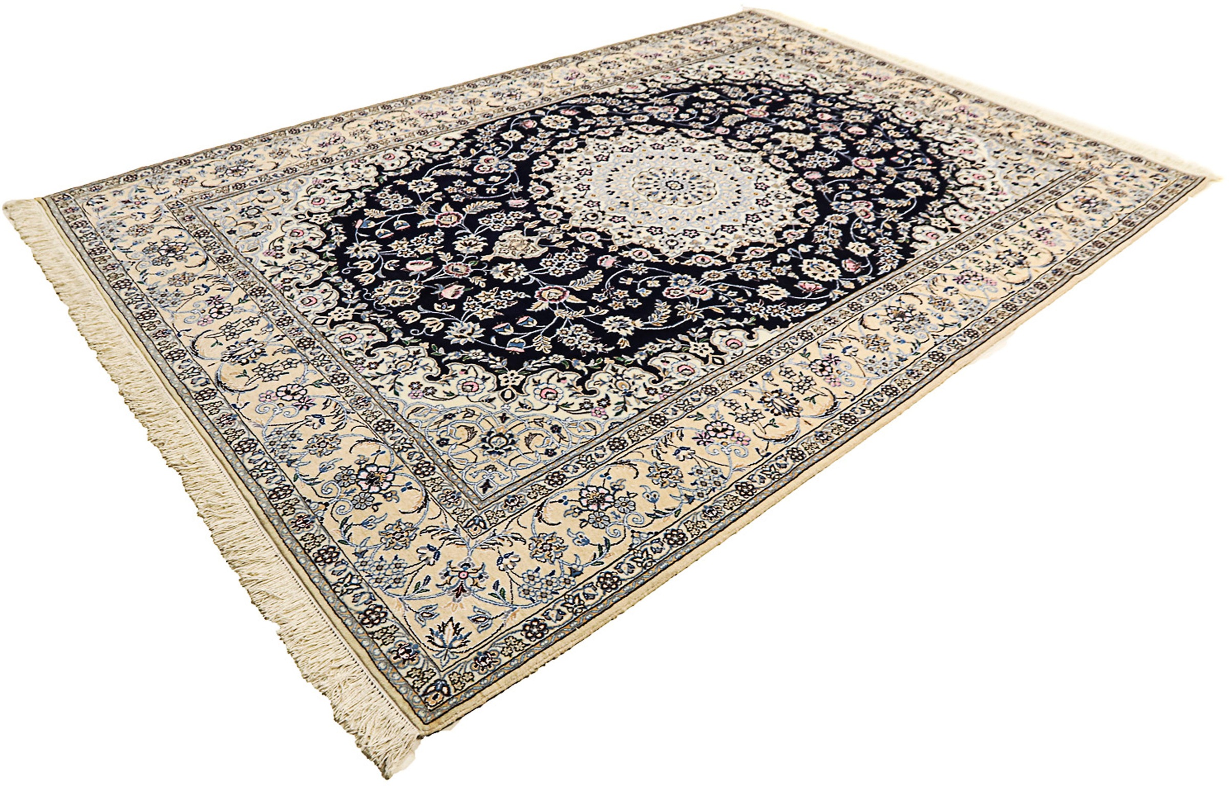 Image of morgenland Orientteppich »Perser - Nain - Royal - 303 x 205 cm - dunkelblau«, rechteckig, 10 mm Höhe, Wohnzimmer, Handgeknüpft, Einzelstück mit Zertifikat bei Ackermann Versand Schweiz