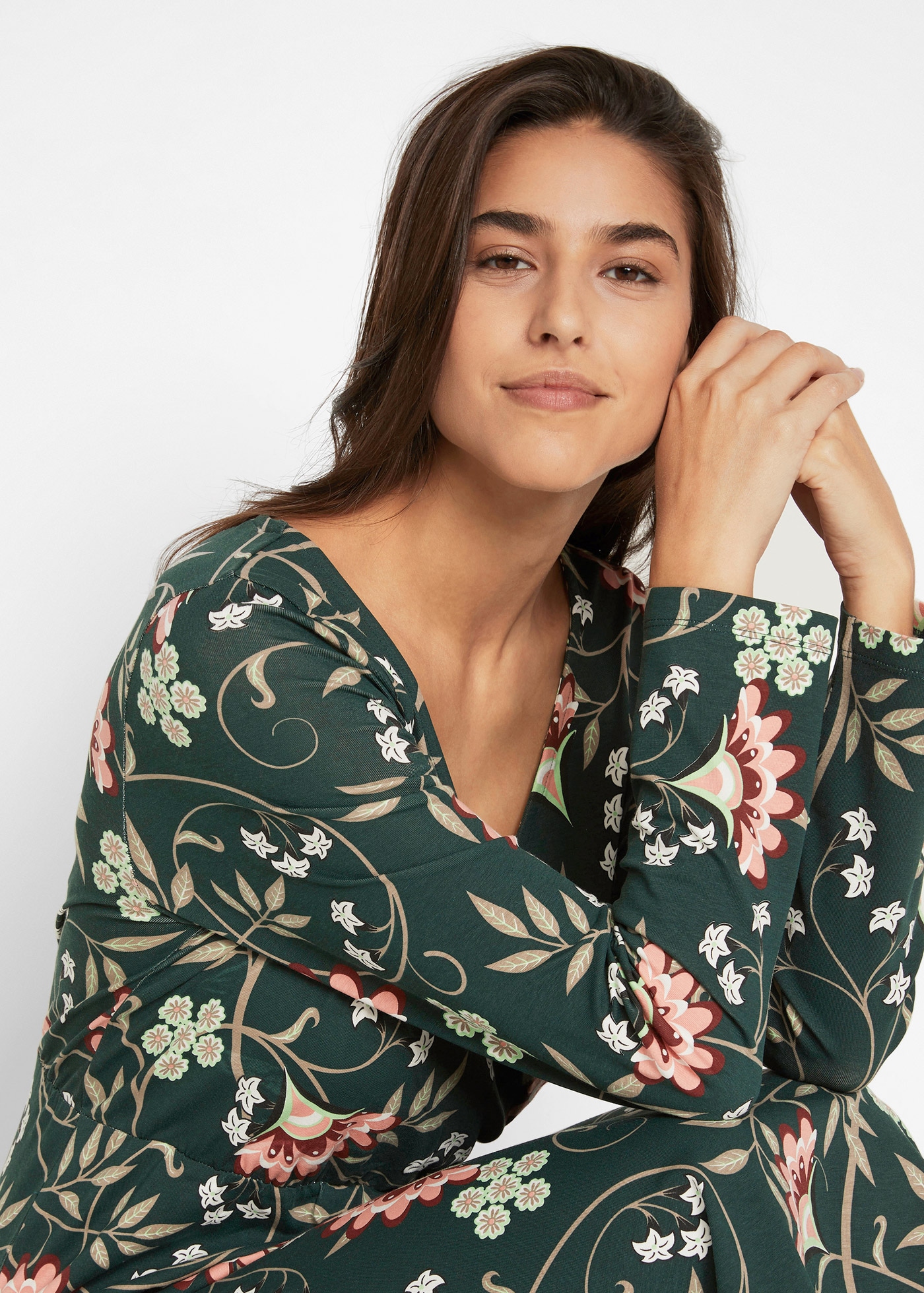 bonprix Robe en jersey »Baumwoll-Jerseykleid in Wickeloptik« für Alltag, aus Baumwolle und Elasthan, mit Wickeloptik