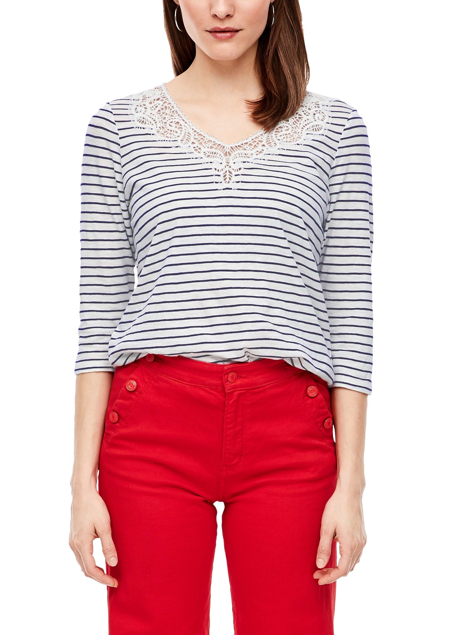 Image of s.Oliver 3/4-Arm-Shirt, mit schönem Spitzen-Auschnitt bei Ackermann Versand Schweiz