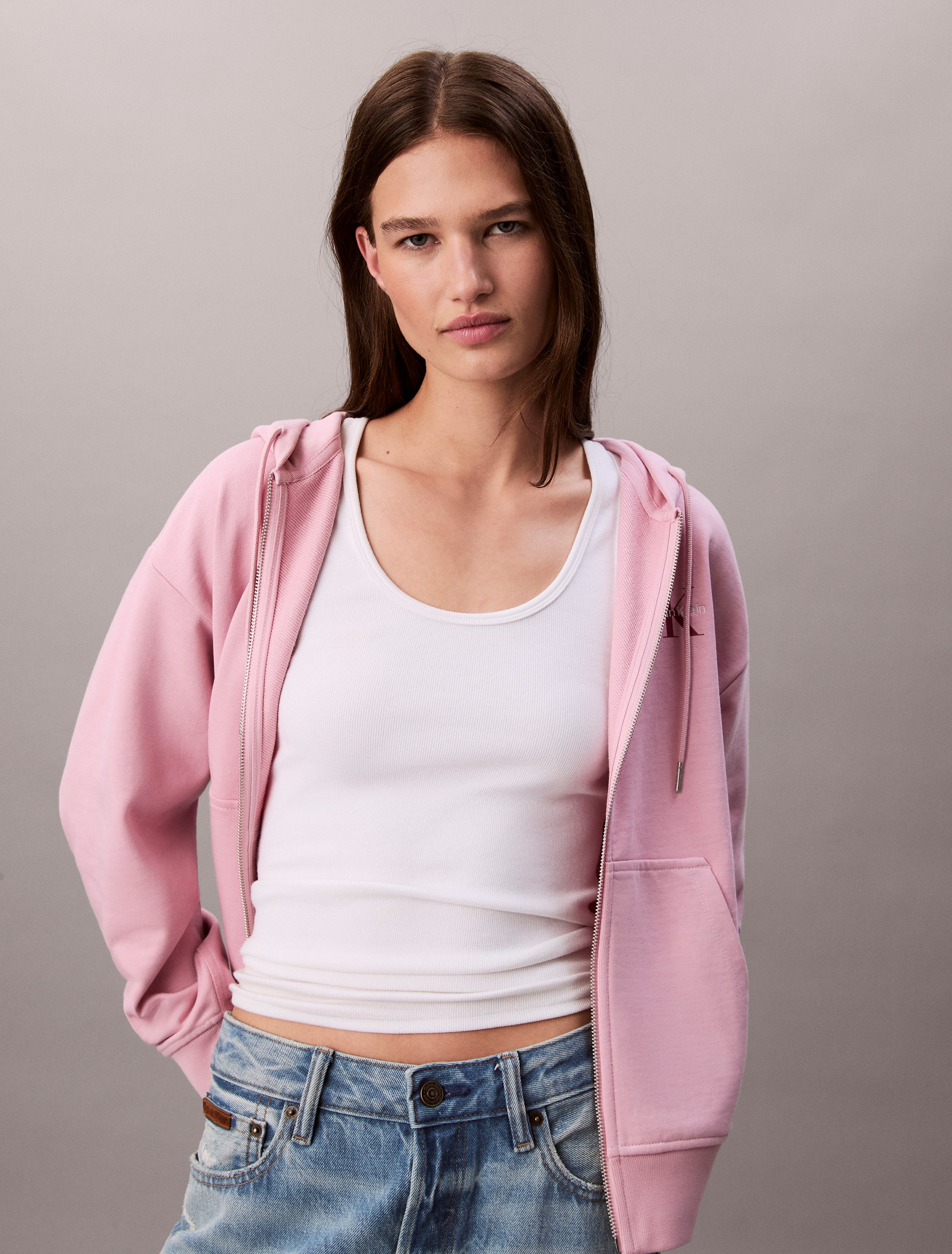 Image of Calvin Klein Jeans Sweatjacke "MNLG FRNCH TRRY FZ B" Mit Rundhalsausschnitt