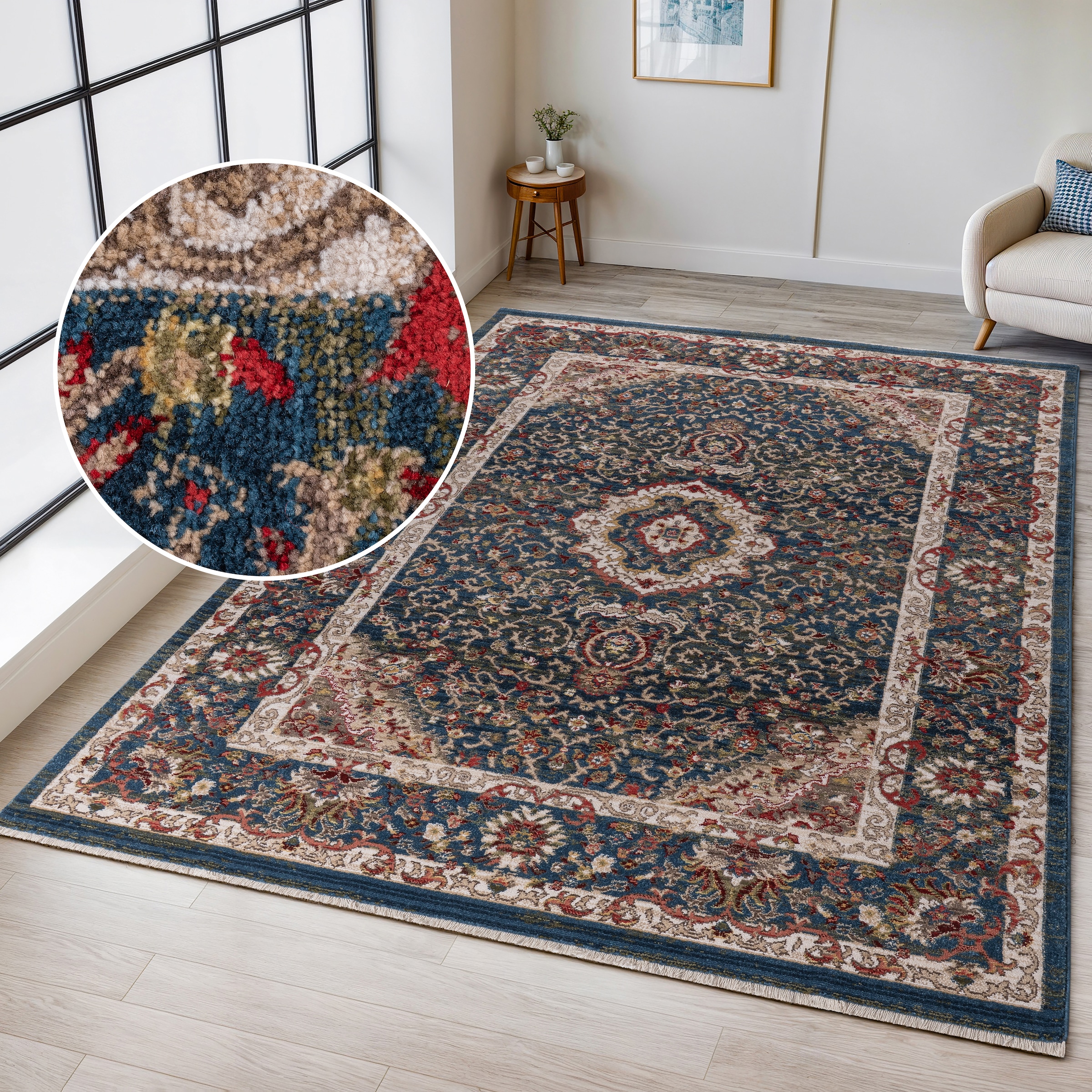 GOODproduct Teppich »Molvio, mit & ohne Fransen« rechteckig 18 mm Höhe Orient-Optik, Vintage Design, weich, Wohnzimmer, Schlafzimmer