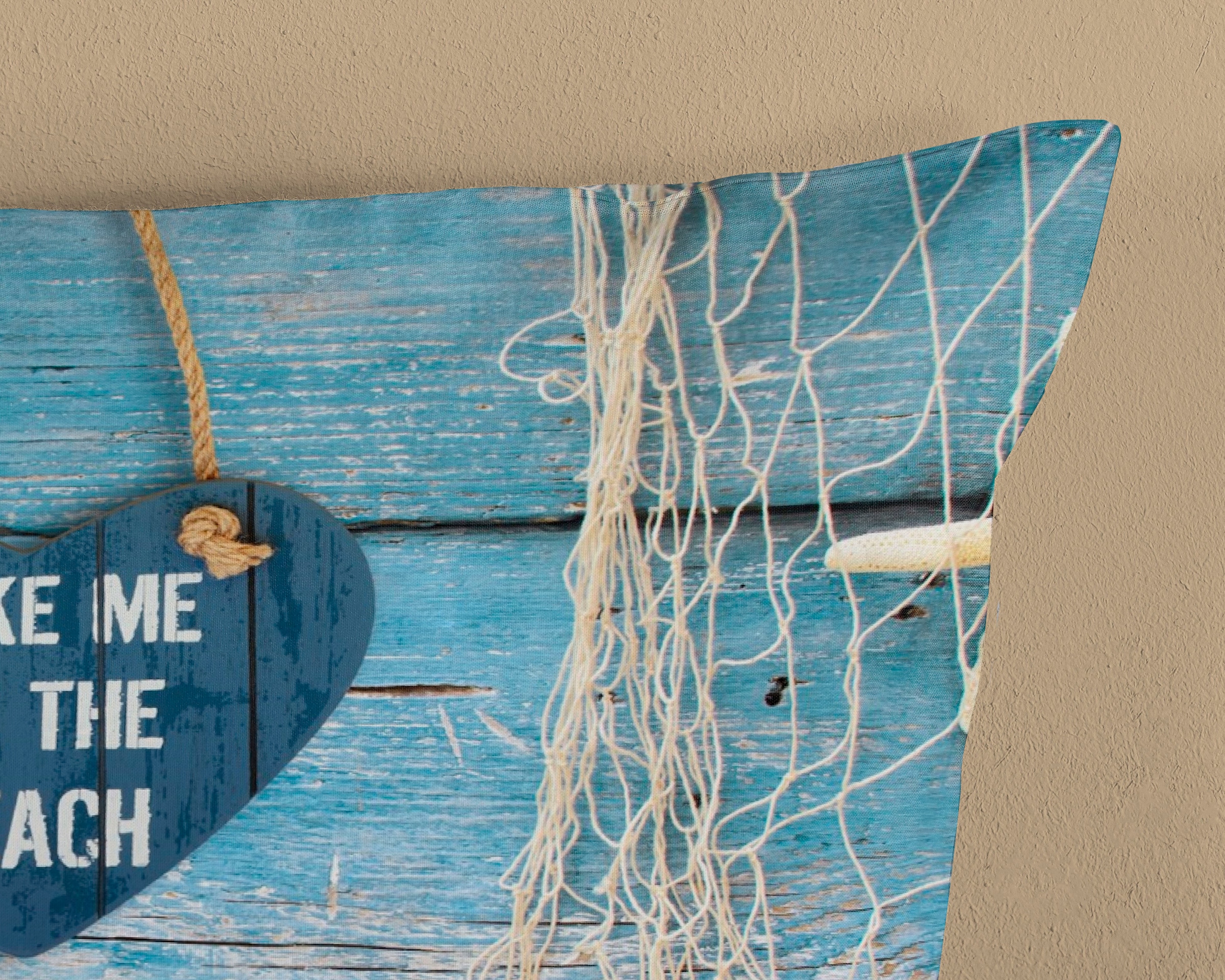 PURE luxury collection Wendebettwäsche »Beach heart«, Mikrofaser, 135x200, Pflegeleicht, Reissverschluss, Wende, Strand, Blau
