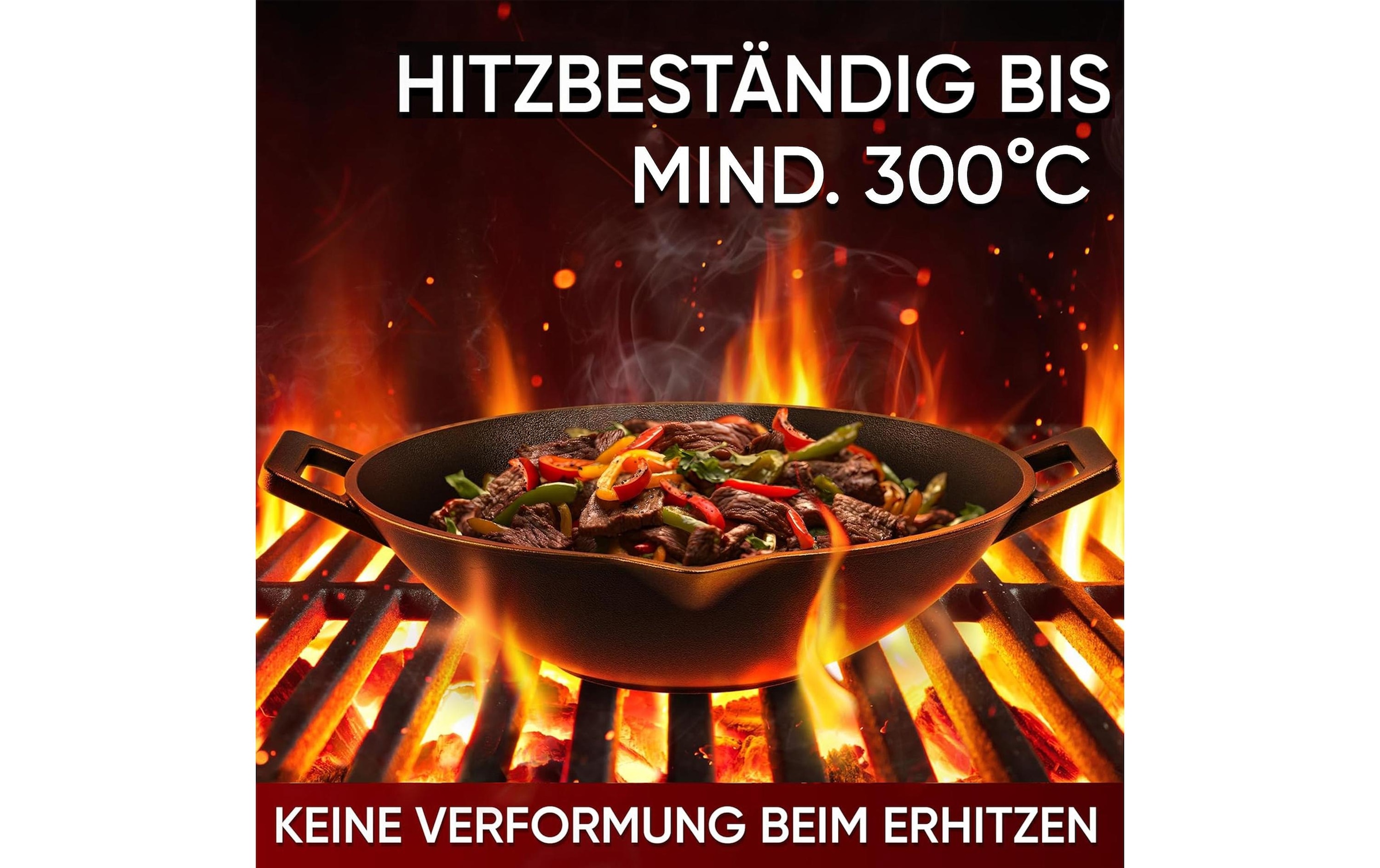   Wok »Gusskoenig Gusseisen-Wok mit Ringreiniger und Handschuhen« Gusseisen