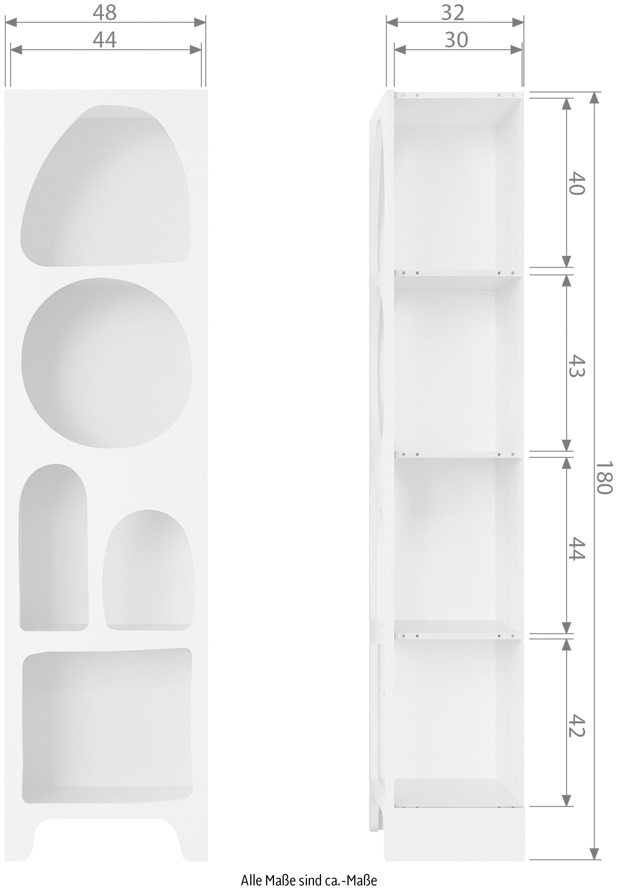 WOOOD Regal »Caz« mit modernen Fächern, H 180 cm x B 48 cm