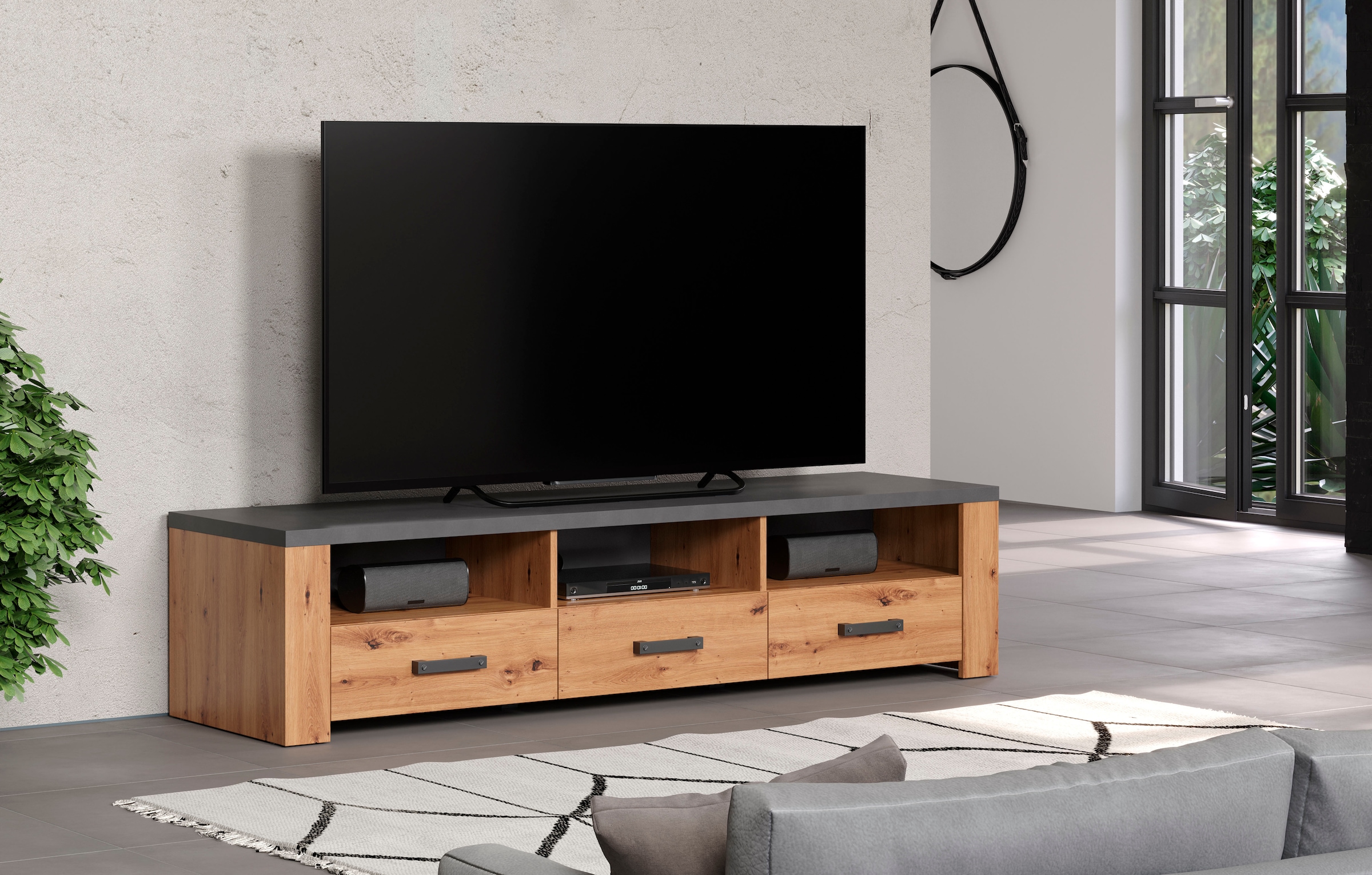 Home affaire TV-Board »Ambres«, (1 St.), matte Echtholzoptik, ca. Masse BxH: 180x43 cm, TV Schrank, Eiche