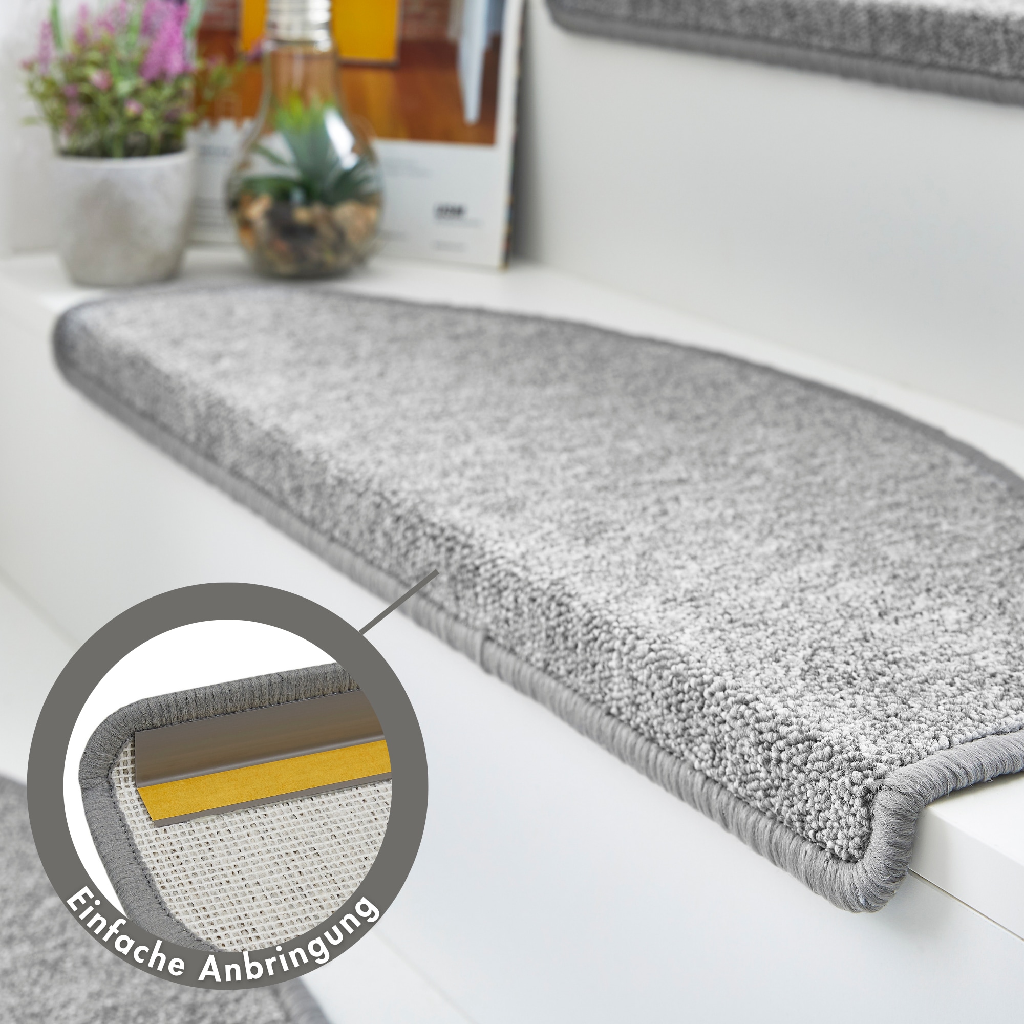 Andiamo Tapis de marche »Rambo, Made in Poland« Demi-rond 4 mm Höhe melierte Schlinge, selbstklebend, 15 Stück in einem Set