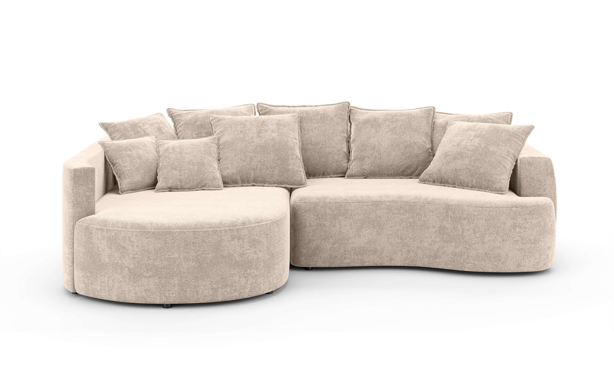 INOSIGN Ecksofa »Kahekili, Schlafsofa mit Bettkasten, Masse B/T/H: 255/181/90/ cm«, L-Form mit Wellenunterfederung, 7 Rückenkissen und 2 Zierkissen