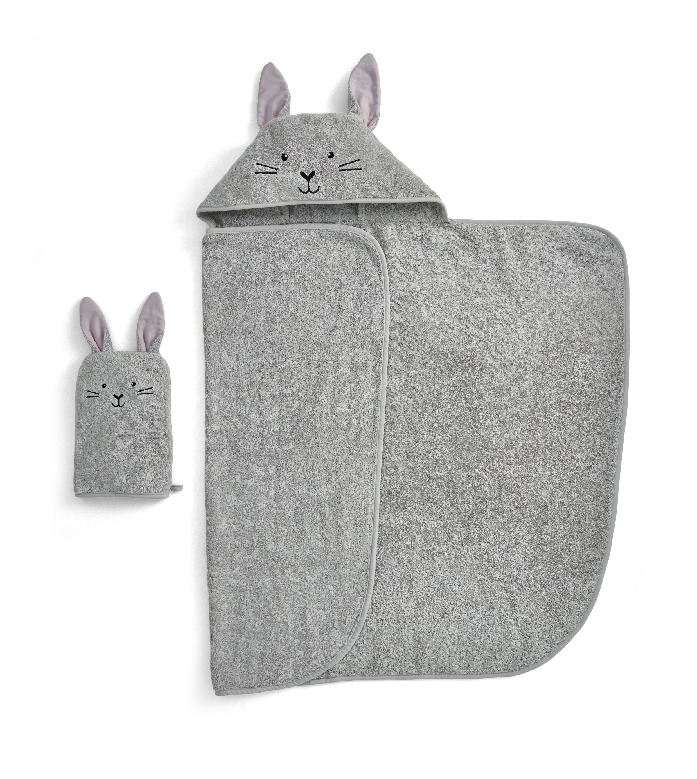 Christy Handtuch Set »Christy Baby Hase« Set 2 Stk. Walkfrottier 1 Kapuzen-Badetuch (95x90 cm) und 1 Waschhandschuh (23x15 cm)
