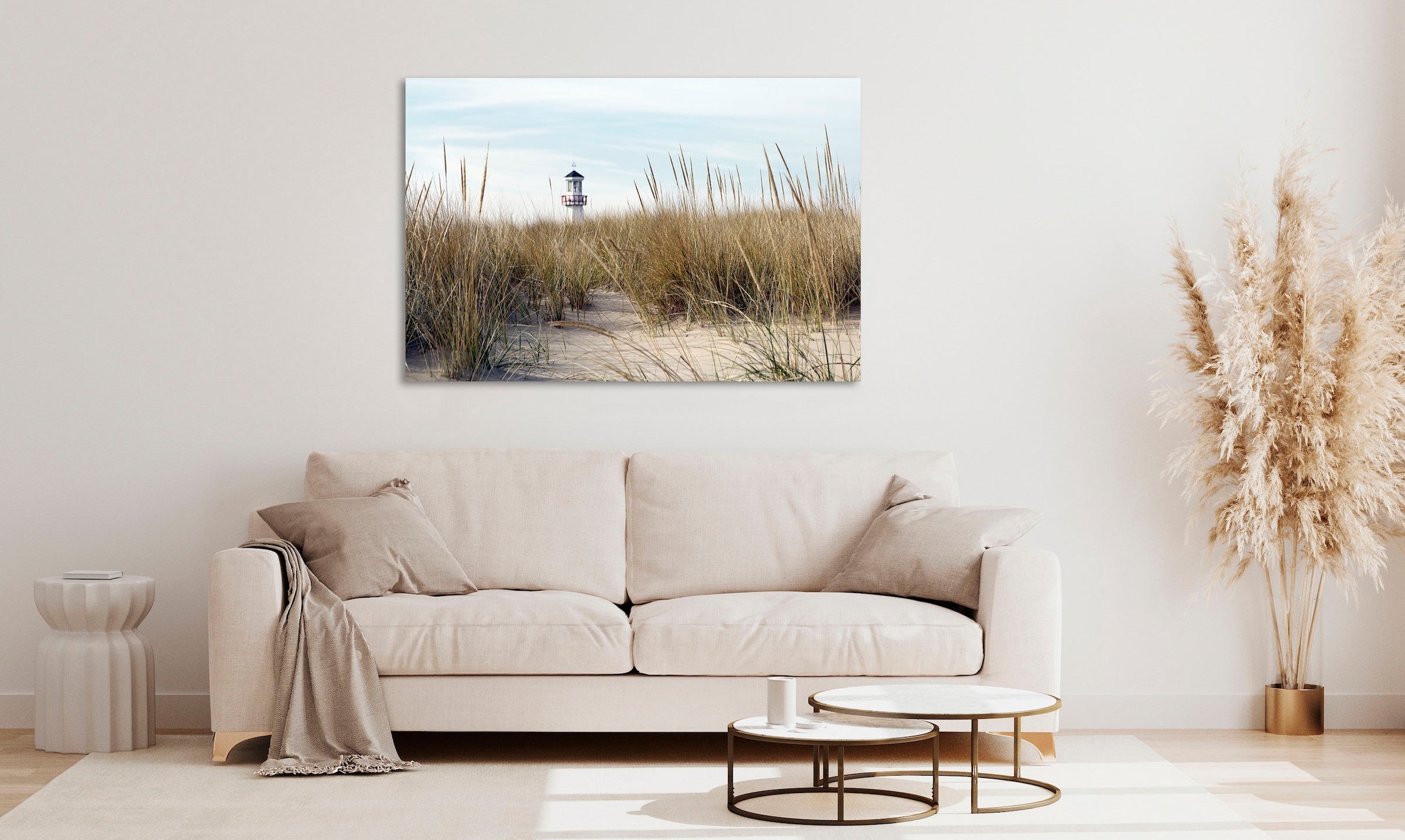 Image of queence Acrylglasbild "Erasmus" Deutschland Düne Gräser Himmel Leuchtturm Meer Meer Bilder Spa Strand 1 Stk. tlg. Fine Art-Print in Galeriequalität