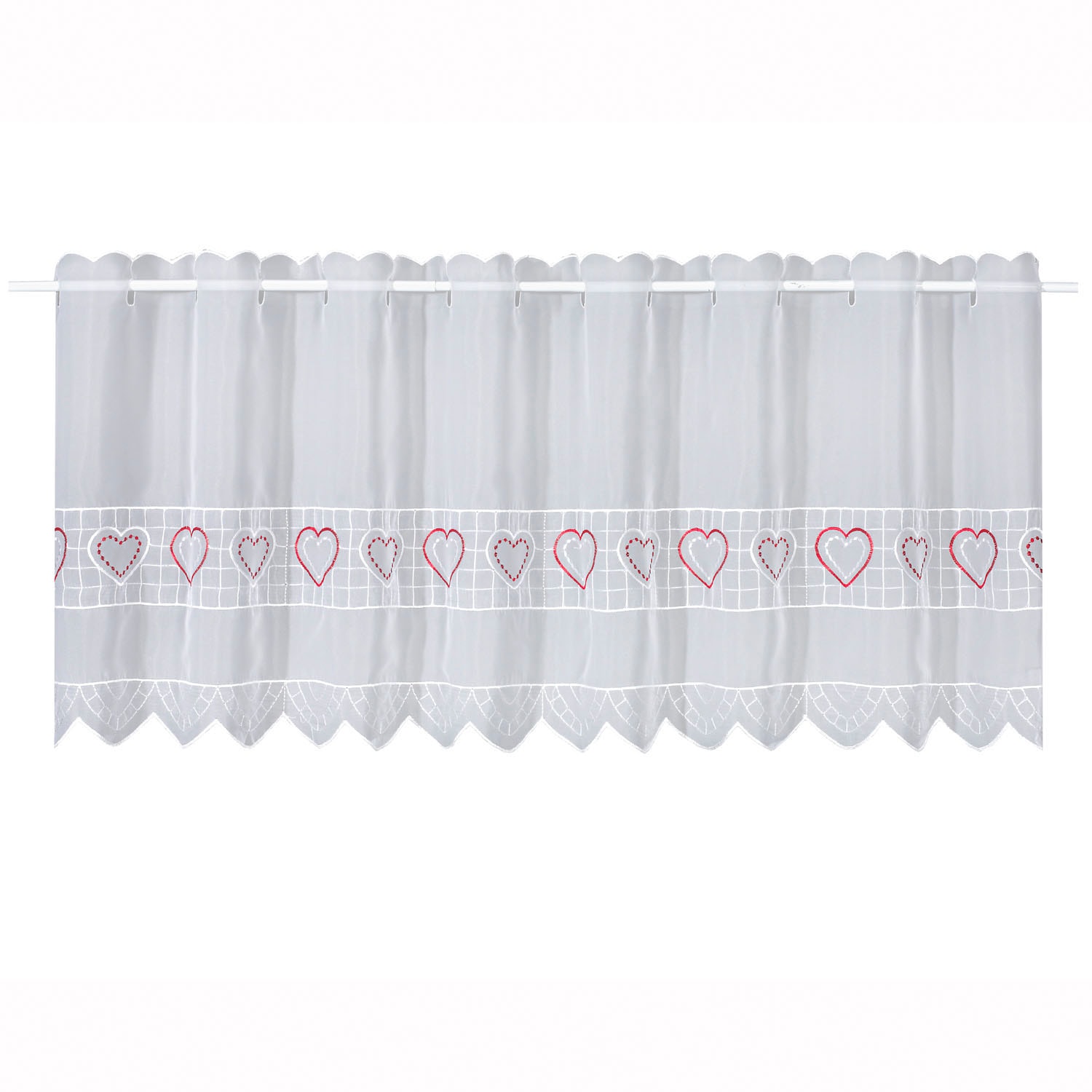 Image of Gerster Scheibengardine "Love" Durchzuglöcher 1 Stk. tlg. HxB: 45x150, mit feinem Stickdesign