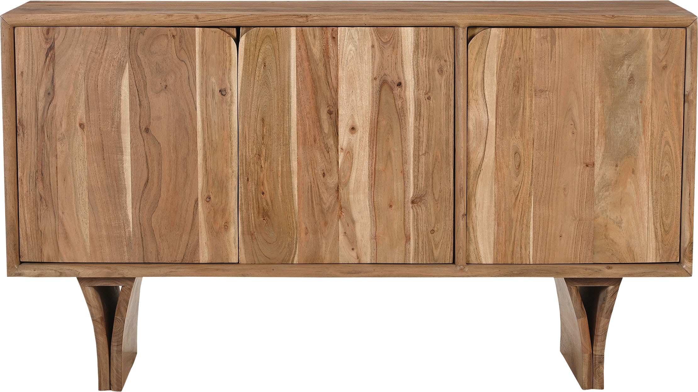 SIT Sideboard »Tallinn aus Akazie mit Holzwangen-Gestell & 3 Türen« 1 Stk. tlg. 3 Türen, viel Stauraum & sichtbare Akazienholz-Maserung