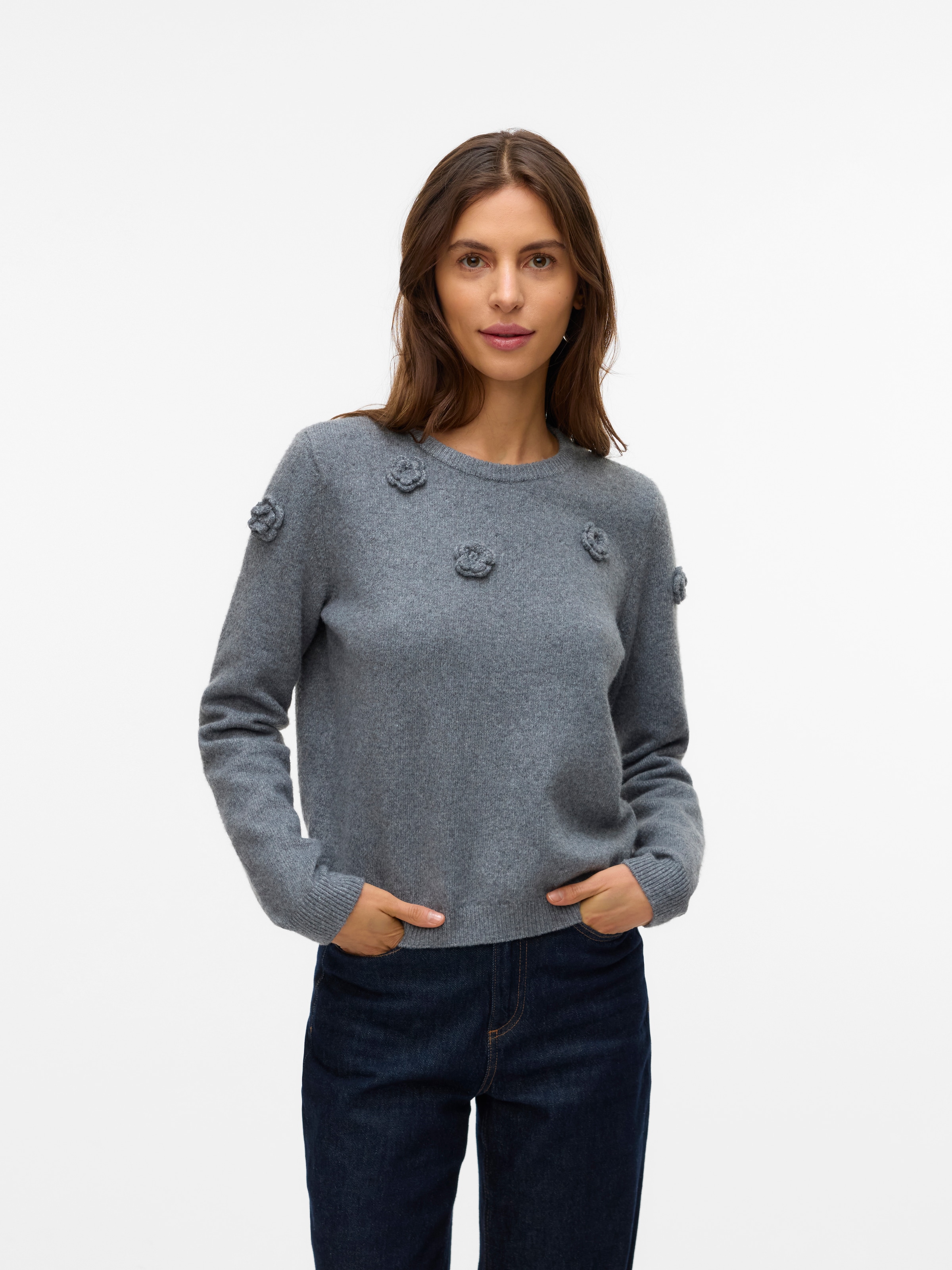 Image of Vero Moda Rundhalspullover "VMROSE LS O-NECK PULLOVER BOO"