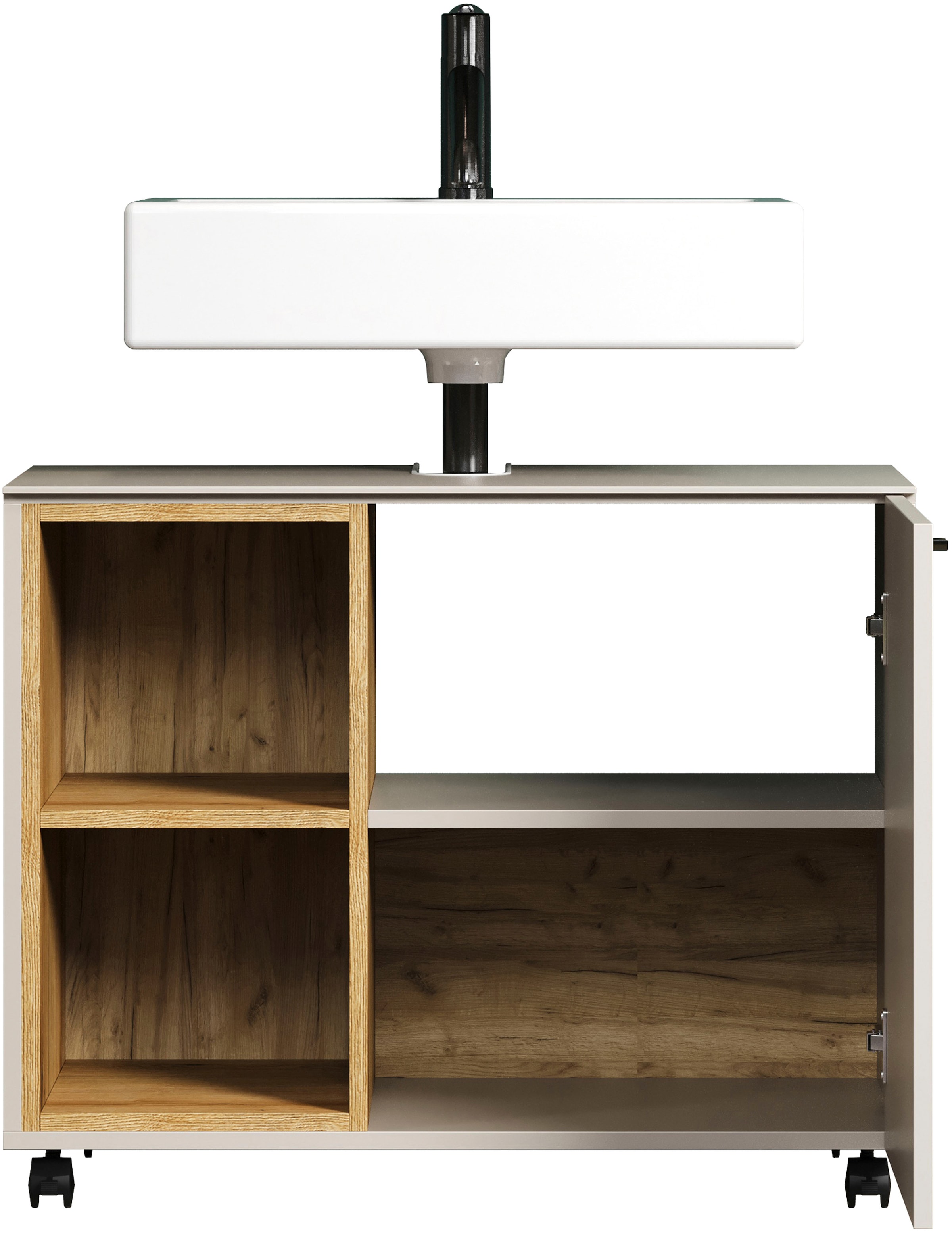 welltime Waschbeckenunterschrank »San Pedro« 1 Stk. tlg. Waschbeckenunterschrank a. Rollen, Soft-Close 80/42/64 cm