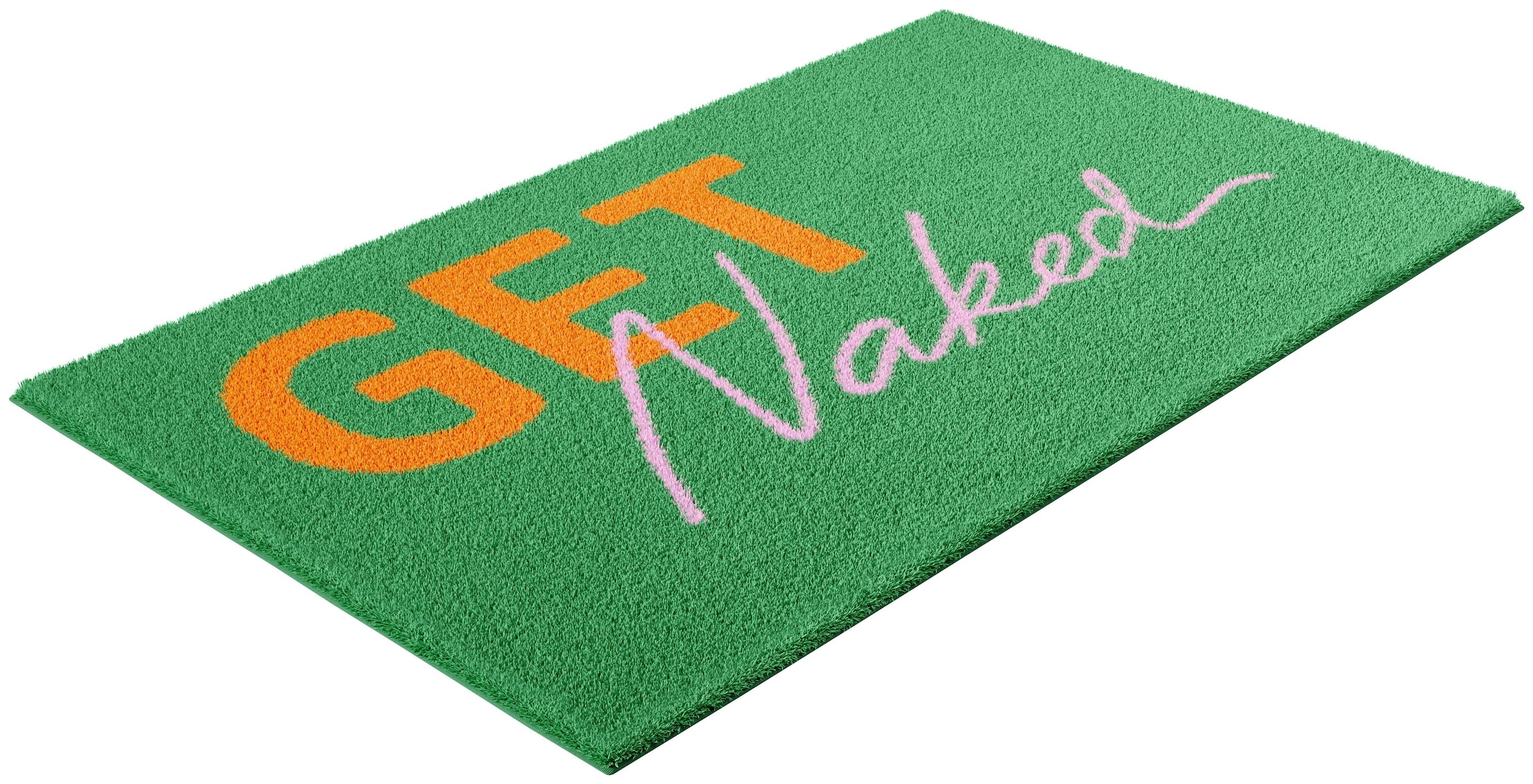 GOODproduct Tapis de bain »Get Naked, modern, Badvorleger, Badezimmer Teppich« Höhe 20 mm revêtement antidérapant Séchage rapide tapis de bain, avec inscription, 2 variantes, rectangulaire