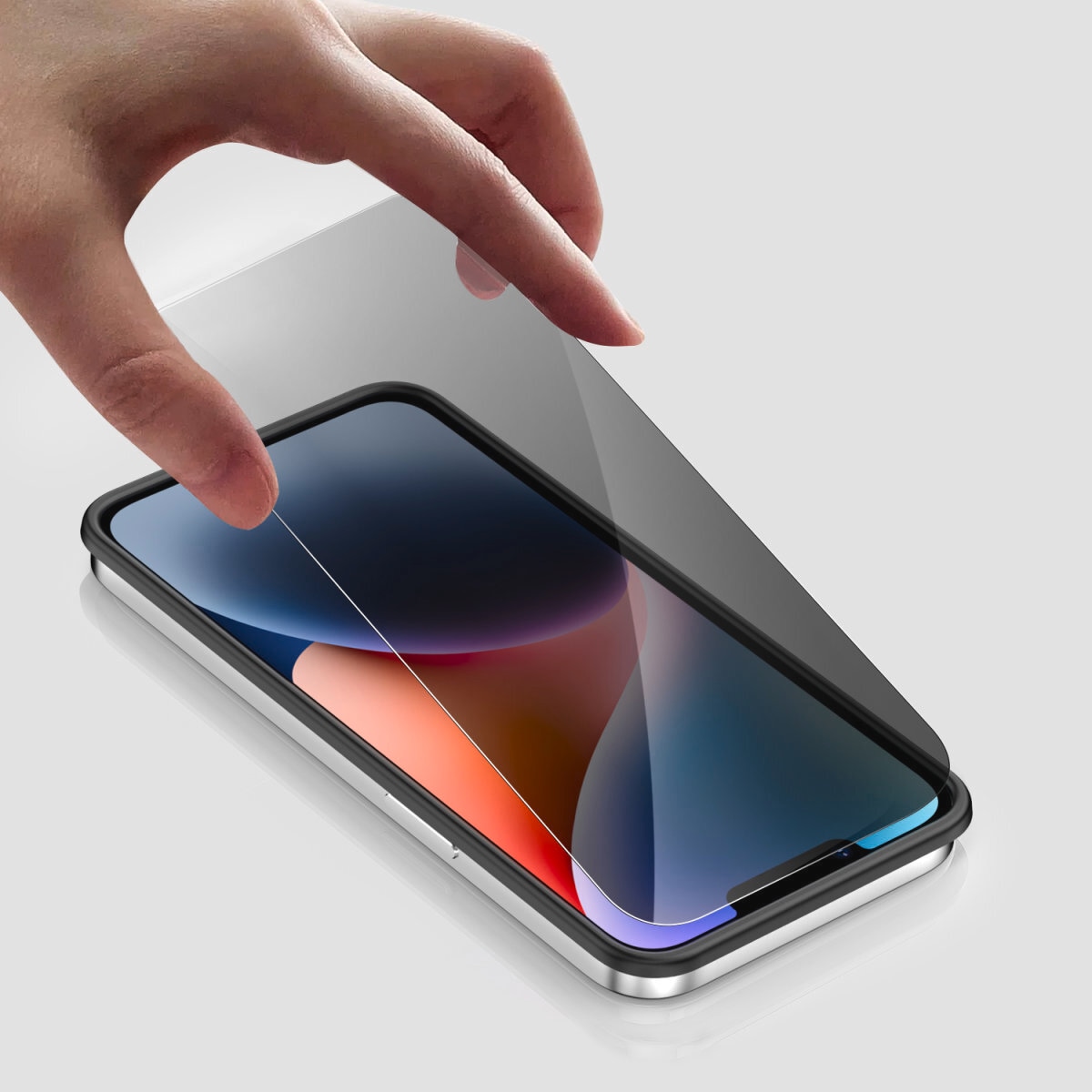 4smarts Displayschutzglas »Second Glass Privacy + Montagerahmen«, für Apple iPhone SE (4. Gen), Displayschutzfolie, Schutzfolie, Blickschutz, kratz- & stossfest