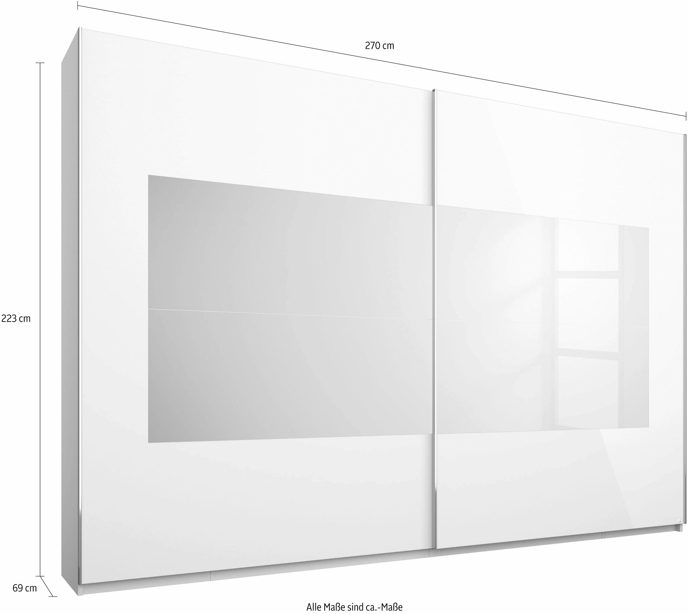 rauch Schwebetürenschrank »Kleiderschrank Schrank Garderobe Wäscheschrank Ankleide X-TEND« Breiten: 226/270/315 cm, Höhe: 223 cm,  modernes Design Front in Rahmenoptik Hochglanz Weiss MADE IN GERMANY