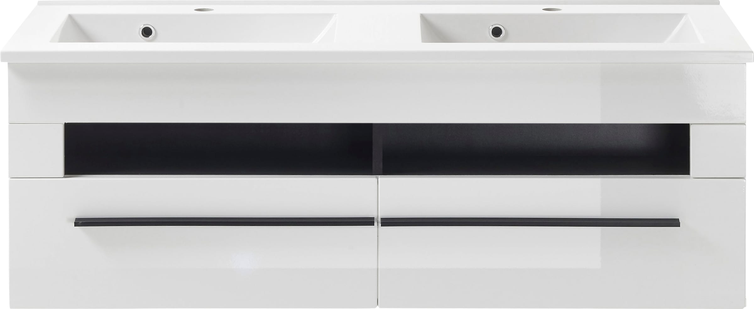 INOSIGN Waschtisch »Cantara, Waschtisch inkl. Waschbecken, modernes Design«, mit schwarzen Griffen, ausreichend Stauraum