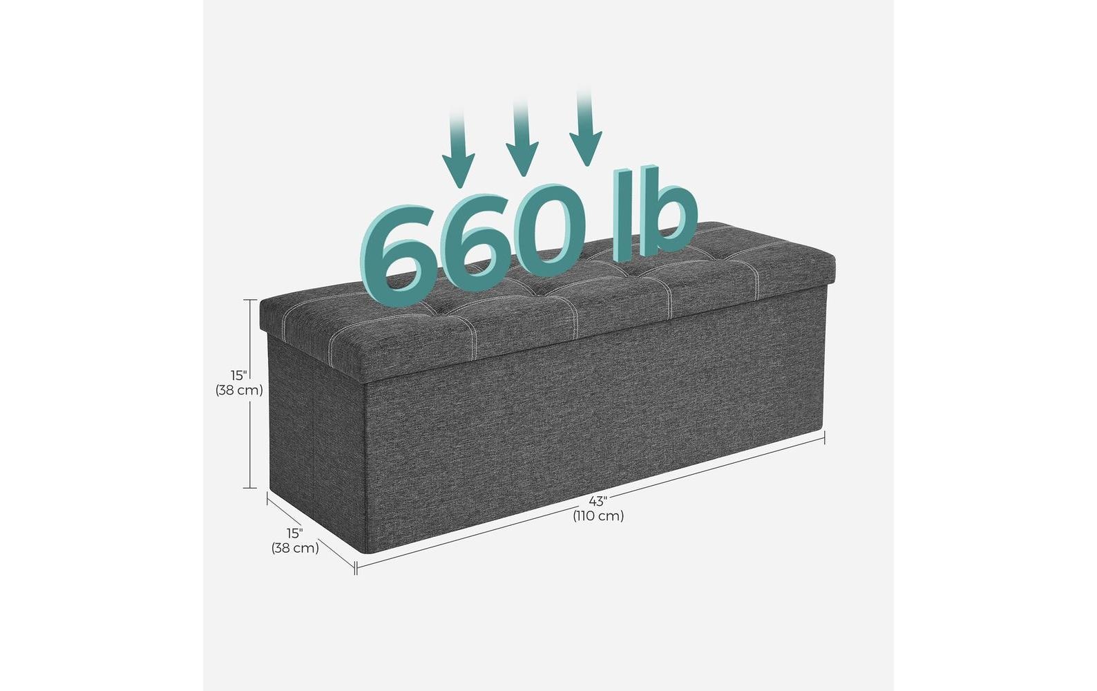 SONGMICS Sitztruhe »mit Aufbewahrung 110 x 38 cm Dunkelgrau«