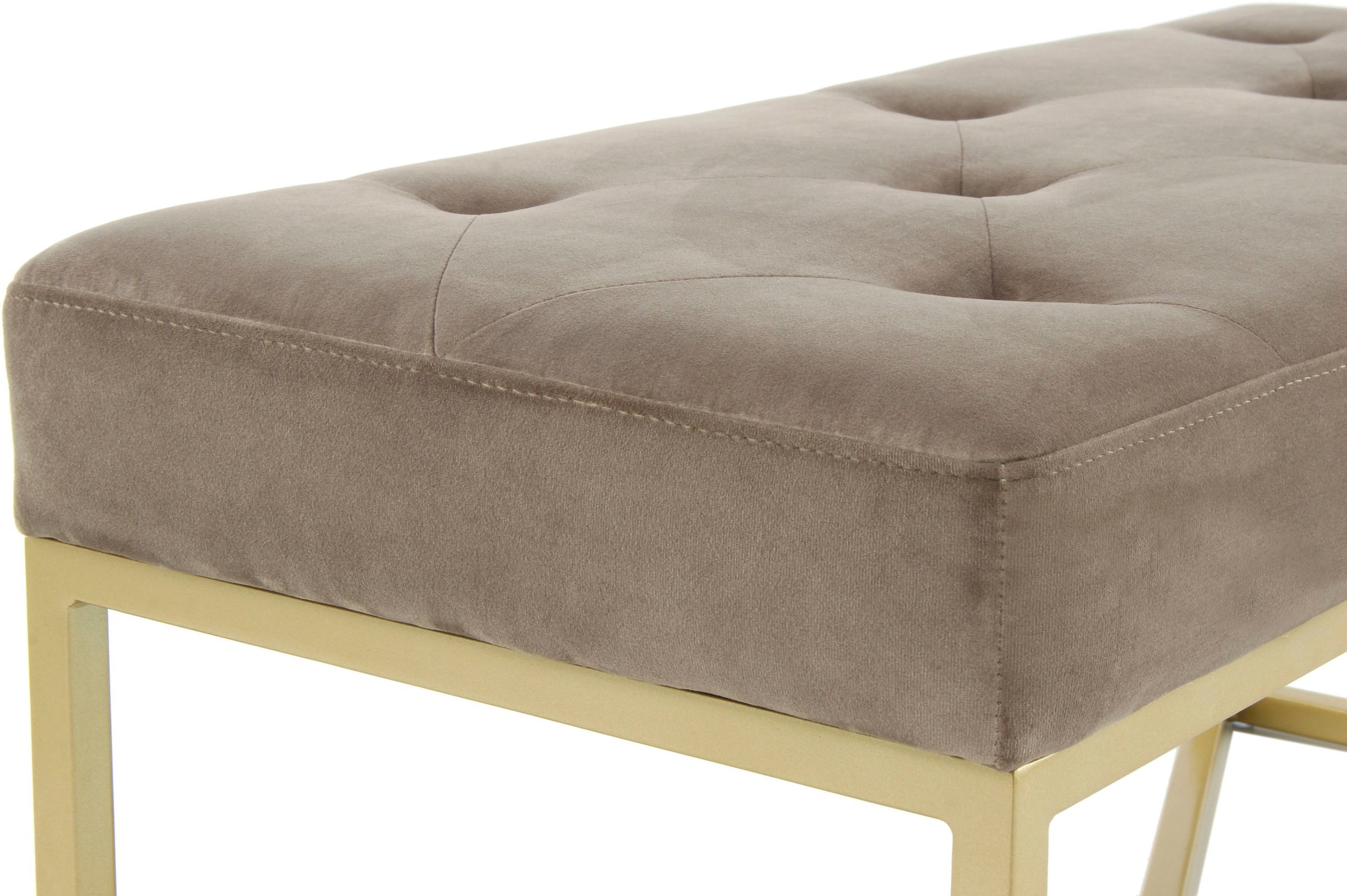 Kayoom Banc à tabouret »Cameron 125, glamouröses Design, glänzenden Metallfüssen, in Samt-Look« 1 cuis tlg. bequem, elegant, mit Zierknöpfen, Gold-coated Eisengestell