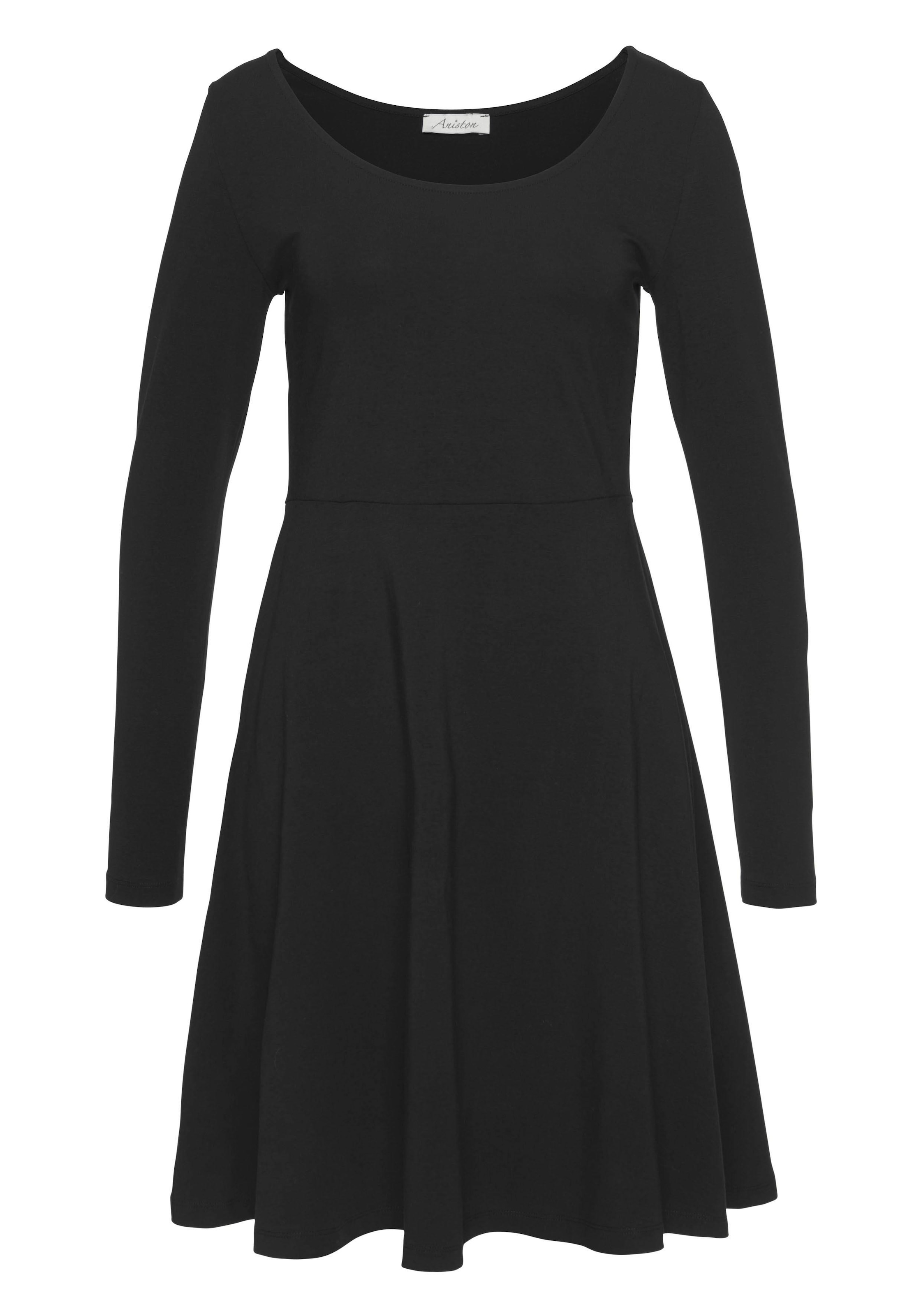in oder Aniston CASUAL Jerseykleid, auf uni Schwarz Blumendruck mit versandkostenfrei