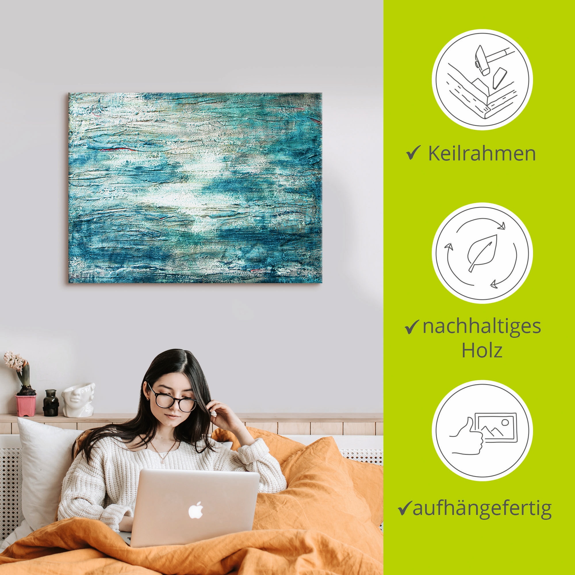 Artland Leinwandbild »abstrakte Malerei Aquarell« Gegenstandslos 1 Stk. tlg. auf Holzrahmen gespannt