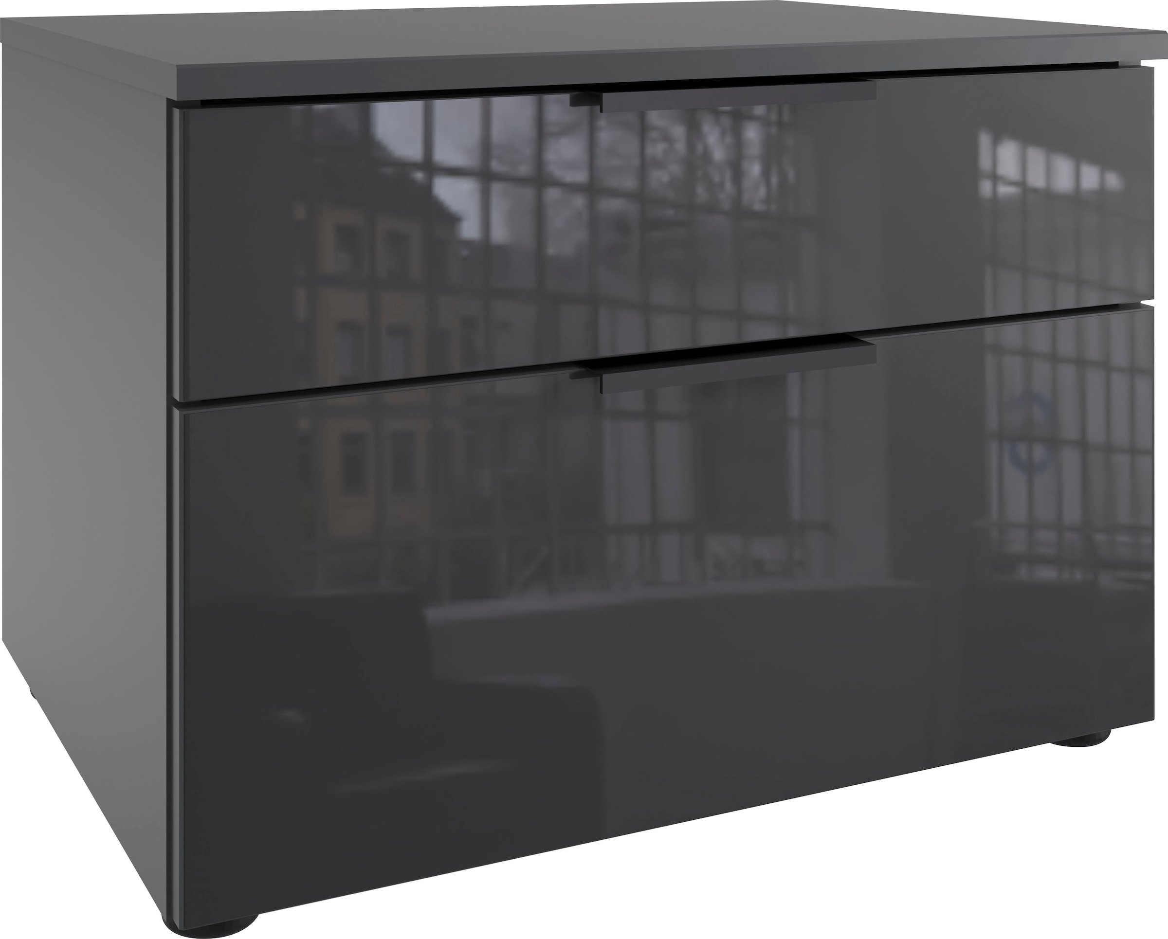 Image of Wimex Nachtkommode "Level36 black C by fresh to go" mit Glaselementen auf der Front, soft-close Funktion, 54cm breit