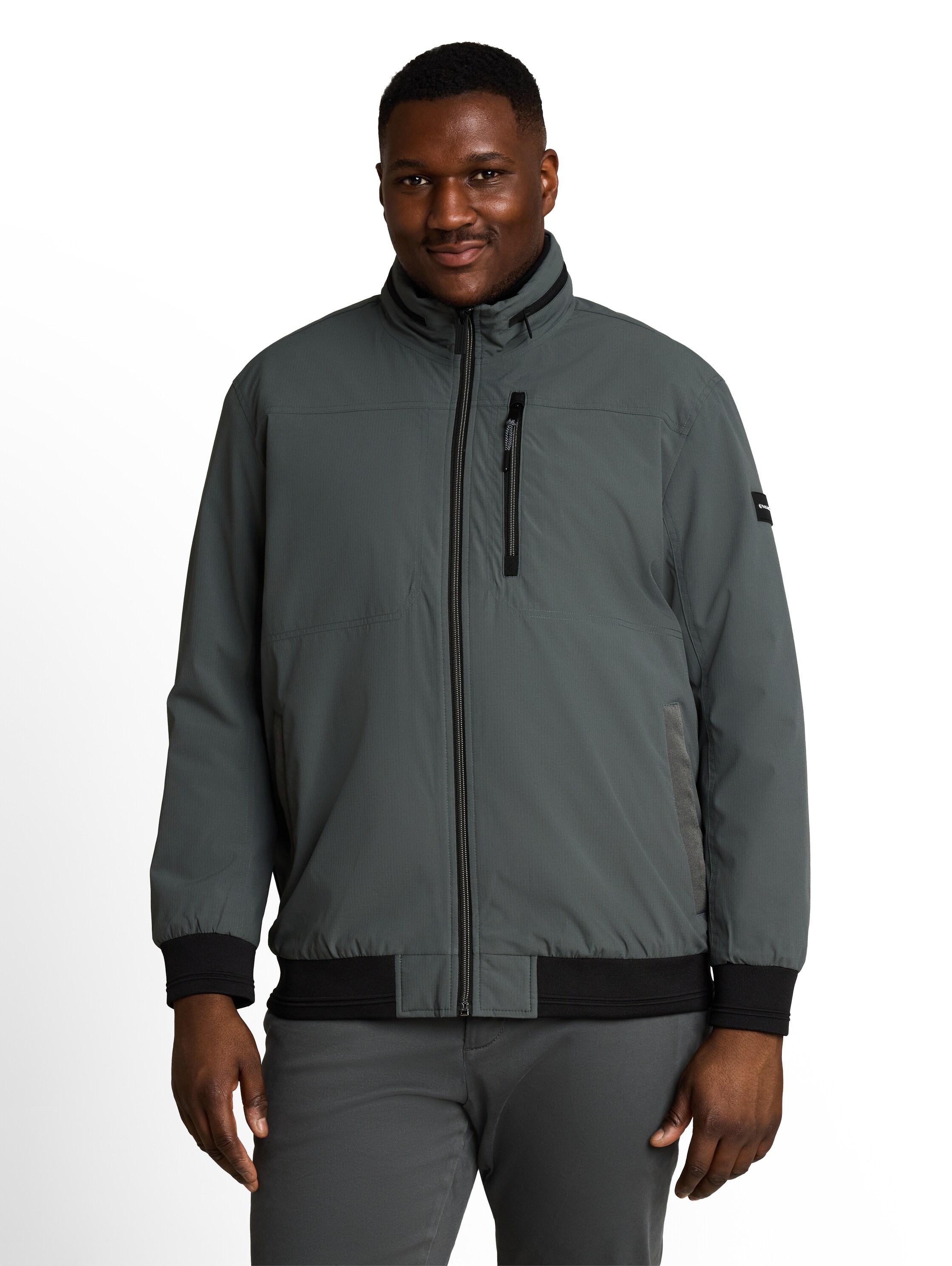 TOM TAILOR PLUS Blouson mit Kapuze mit Stehkragen und Reissverschluss / Grosse Grössen