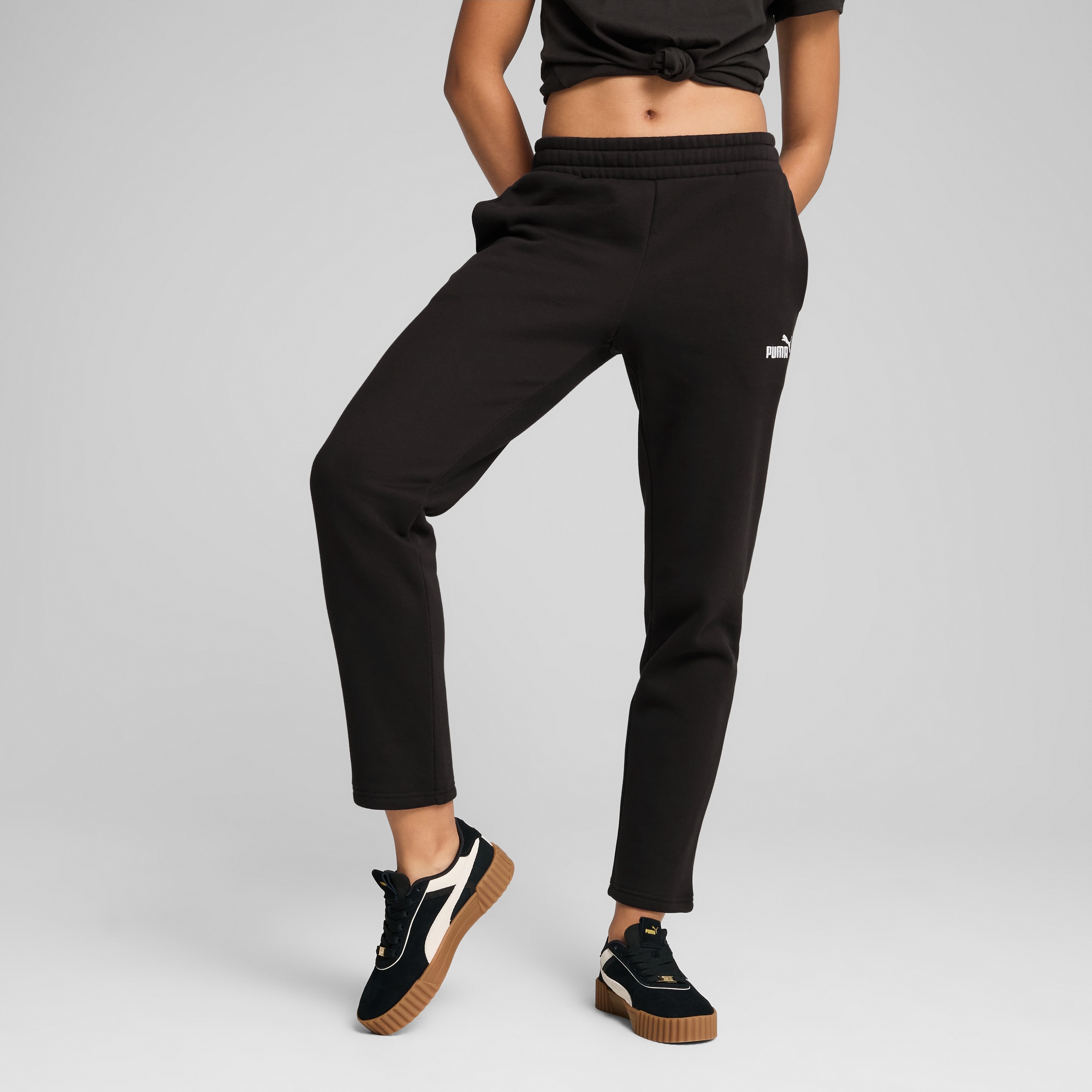 Image of PUMA Trainingshose "ESS SMALL NO 1 LOGO SWEATPANTS FL OP" mit Eingrifftaschen, pflegeleicht, Regular Fit, mit Rippenbund