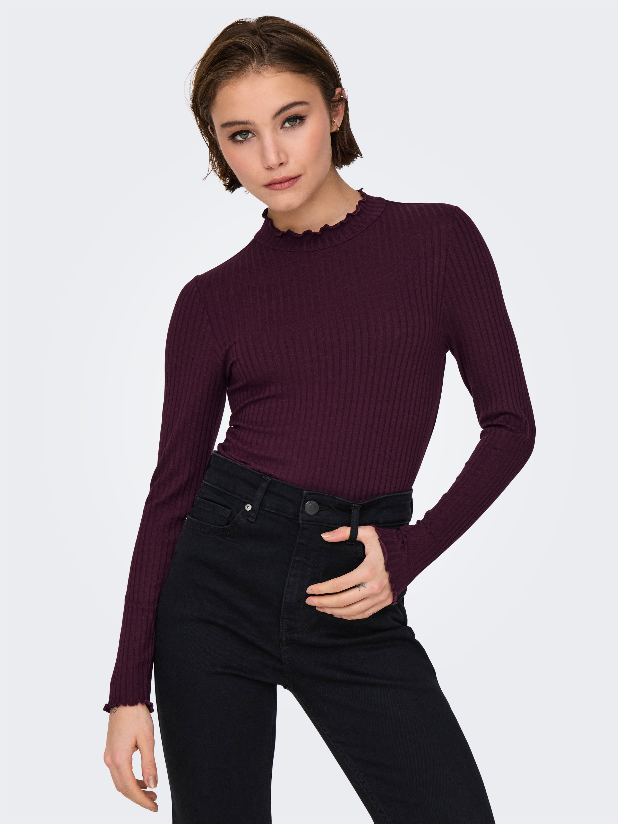 Image of JDY Langarmbluse "JDYFRANSISKA L/S HIGHNECK TOP JRS NOOS" Viskosemischung, slim fit