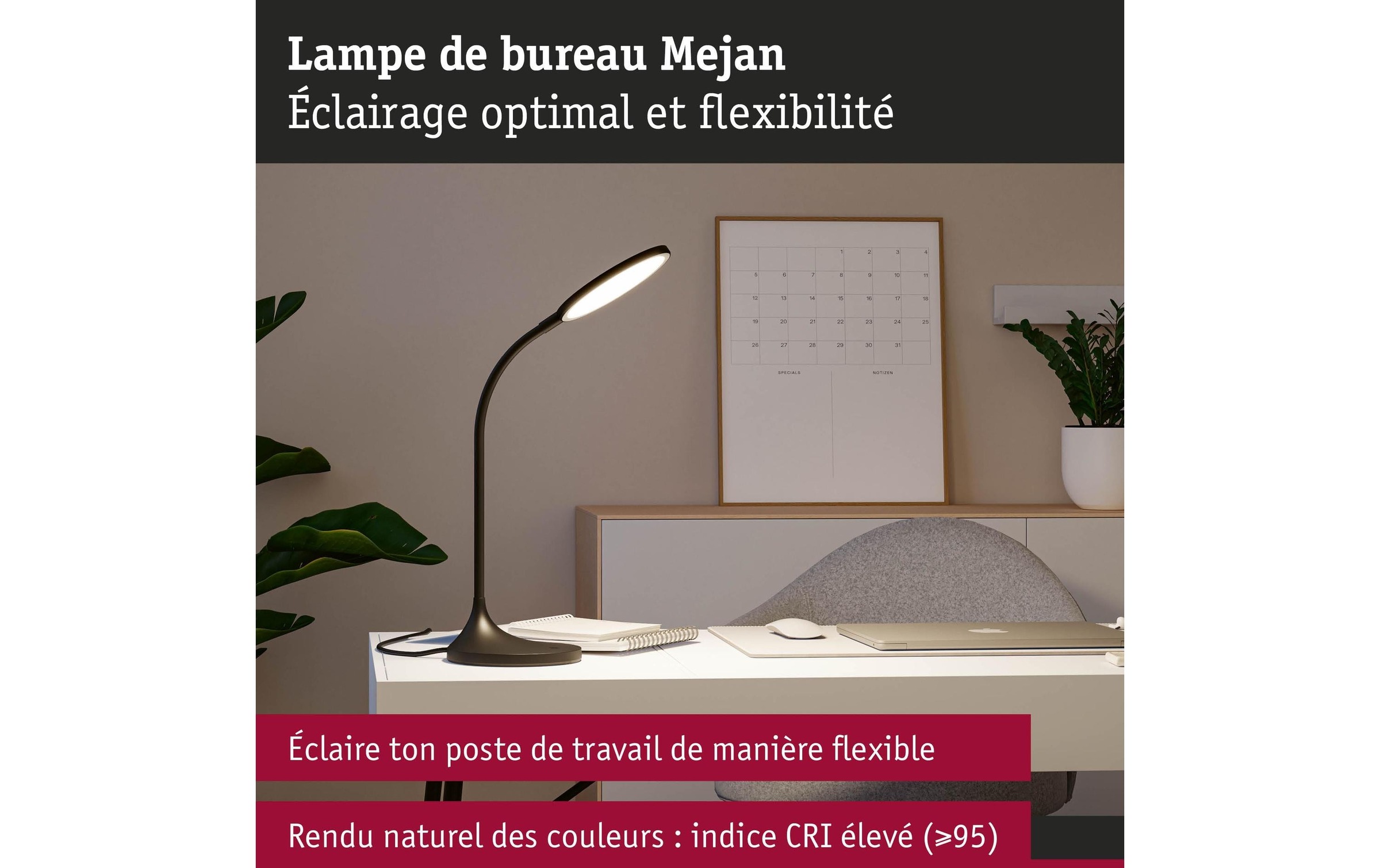 Paulmann Lampe de bureau LED »Paulmann Schreibtischleuchte Schwarz, matt« Module LED blanc chaud