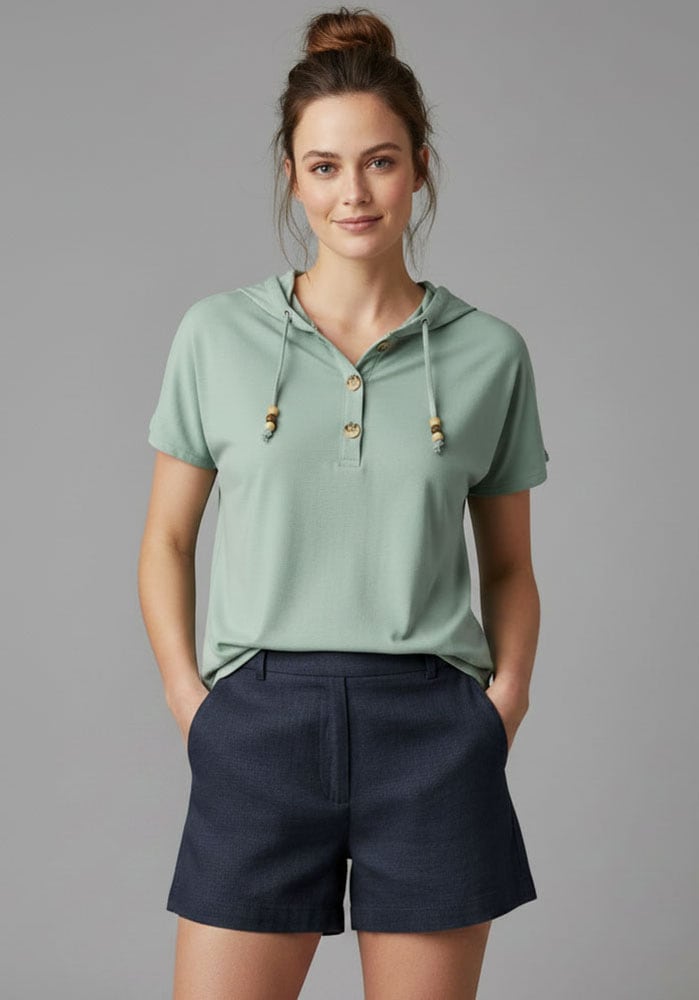 KangaROOS Chemisier à chemise figurumspielendes Blusentop, mit angeschnittenen Ärmeln