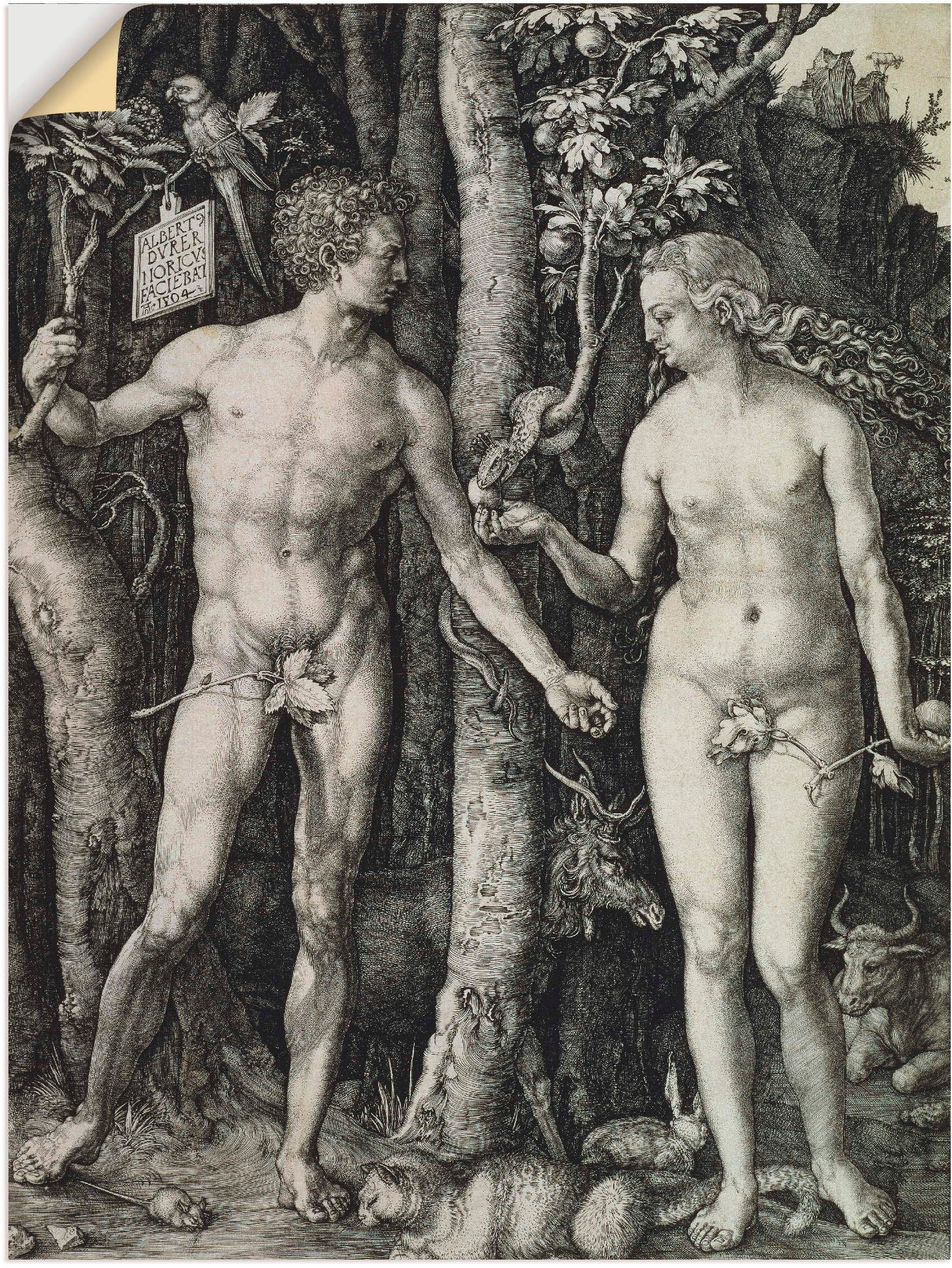 Image of Artland Wandbild »Adam und Eva. 1504«, Religion, (1 St.), in vielen Grössen & Produktarten -Leinwandbild, Poster, Wandaufkleber / Wandtattoo auch für Badezimmer geeignet bei Ackermann Versand Schweiz