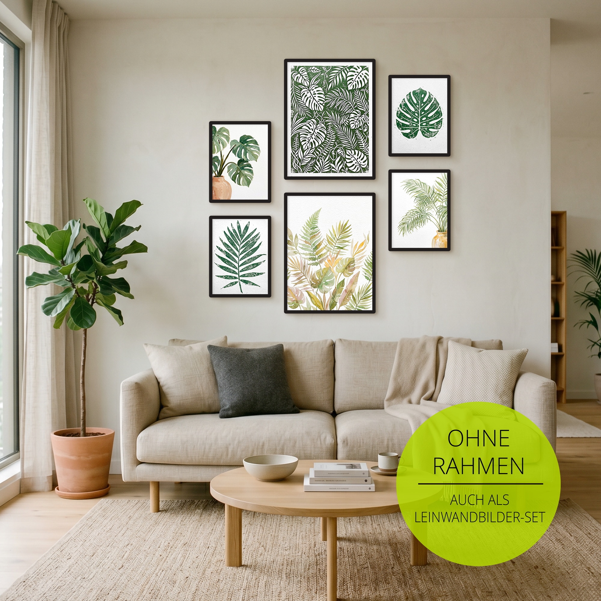 GOODproduct Wandbild »Green Living« Pflanzenbilder 6 Stk. tlg. in verschied. Grössen