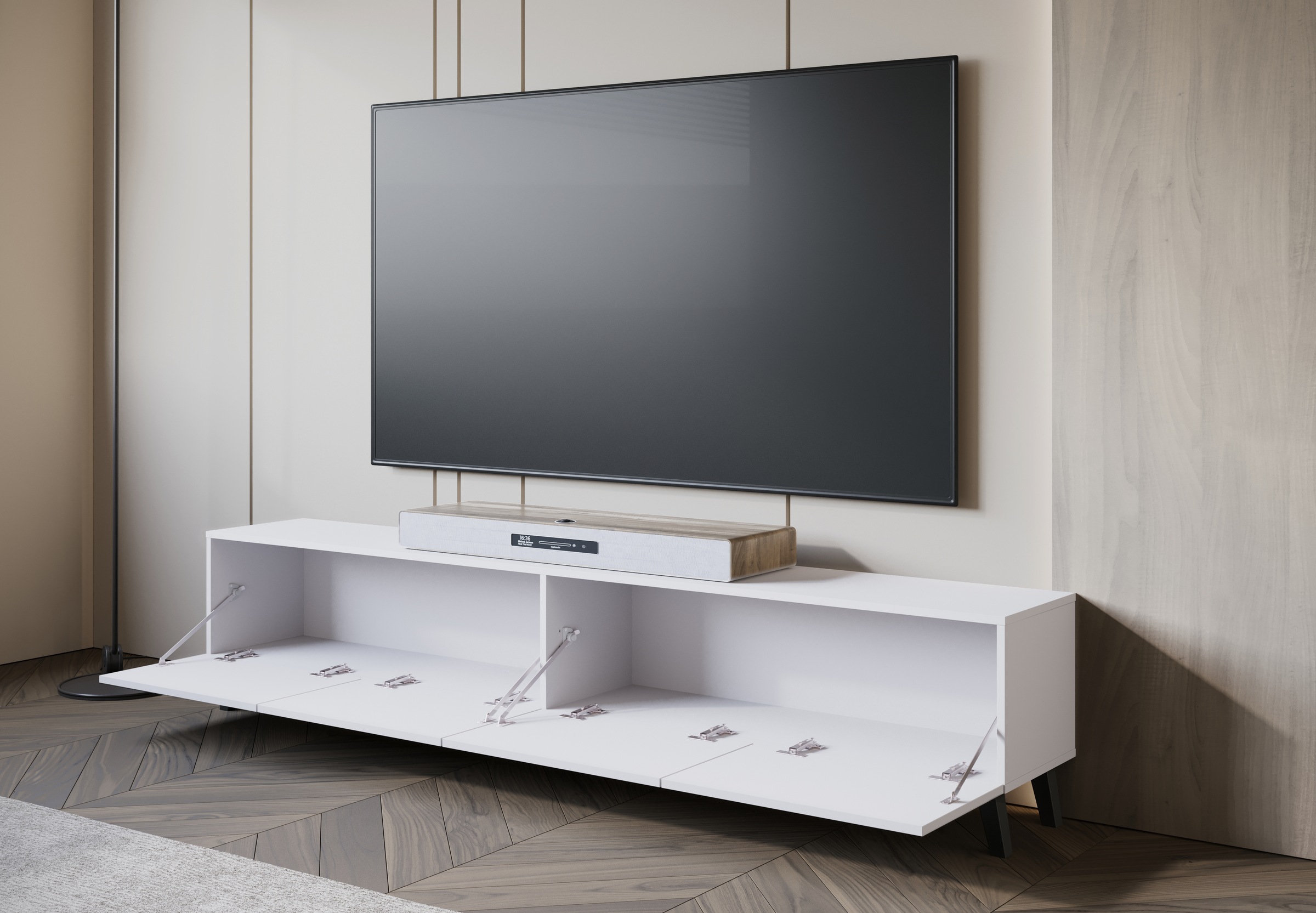 Home affaire Table basse »LOWBOARD PHUKET II,  TV-Kommode Breite 190cm« 1 cuis tlg. design moderne sans poignée avec 4 rabats en couleurs élégantes et mates