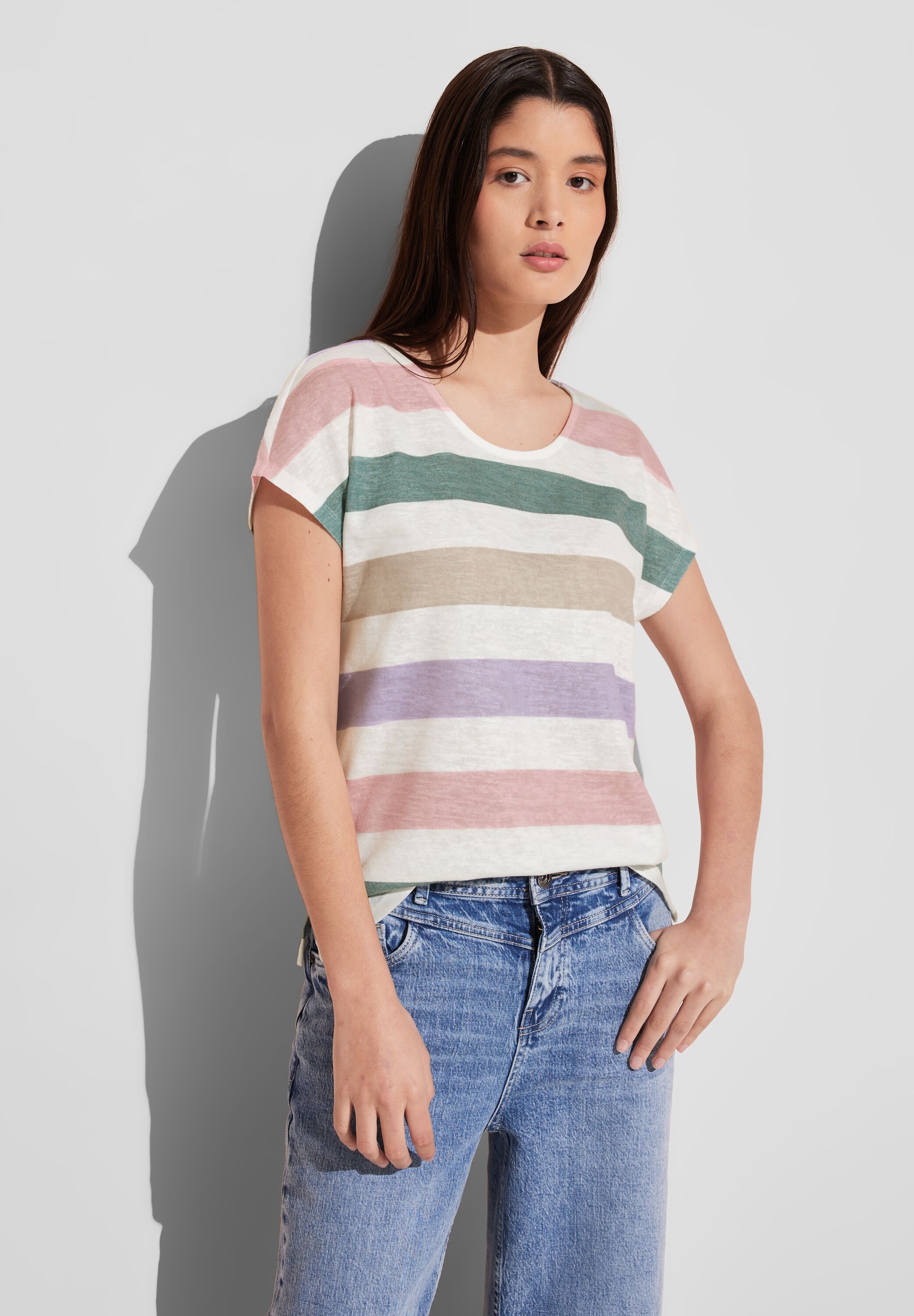 Shirttop, mit mehrfarbigen Streifen
