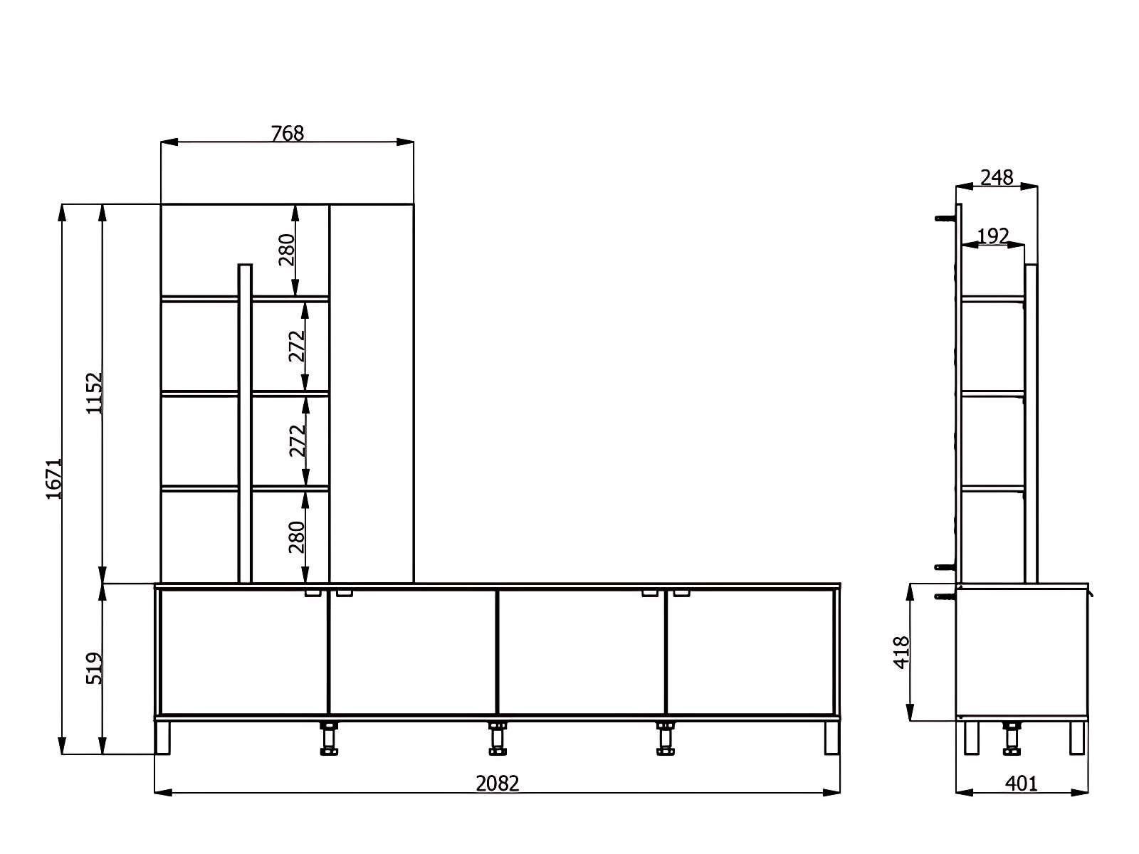 Home affaire Wohnwand »Margate inkl.TV-Board und Standregal«