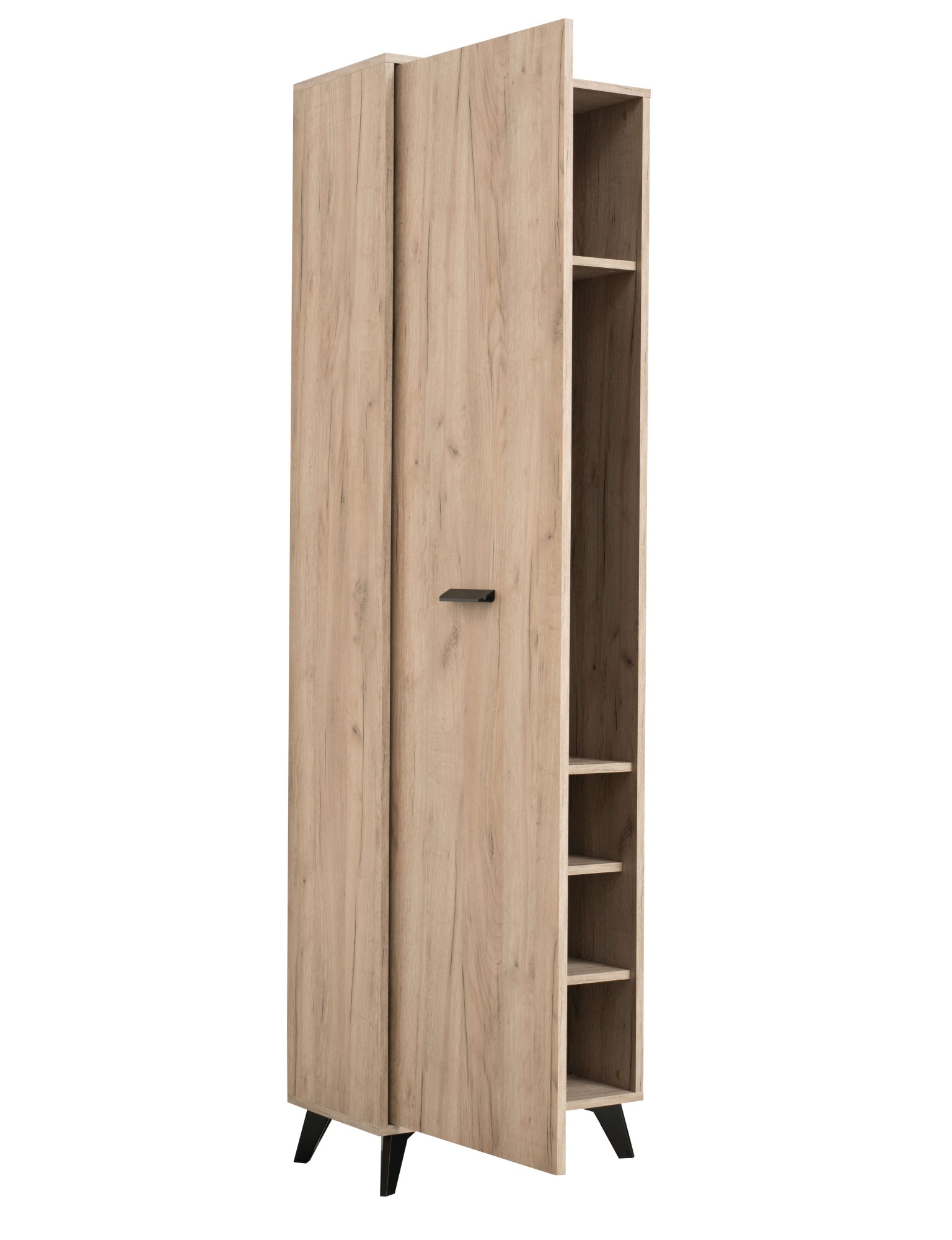 INOSIGN Garderobenschrank »Umbria, Kleiderschrank, Stauraumschrank, Flurschrank, Höhe 192 cm«, in Grau Eiche, mit einer Kleiderstange, mit schwarzen Beinen