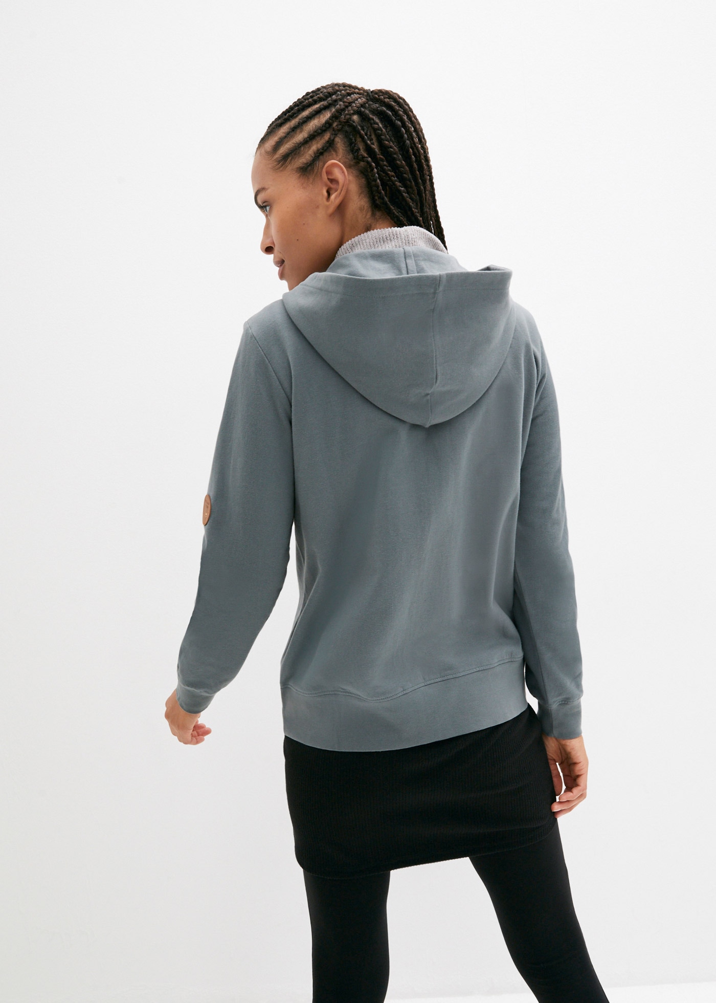 bonprix Kapuzensweatjacke mit Kapuze, mit Kängurutaschen, aus Baumwolle, mit Reissverschluss