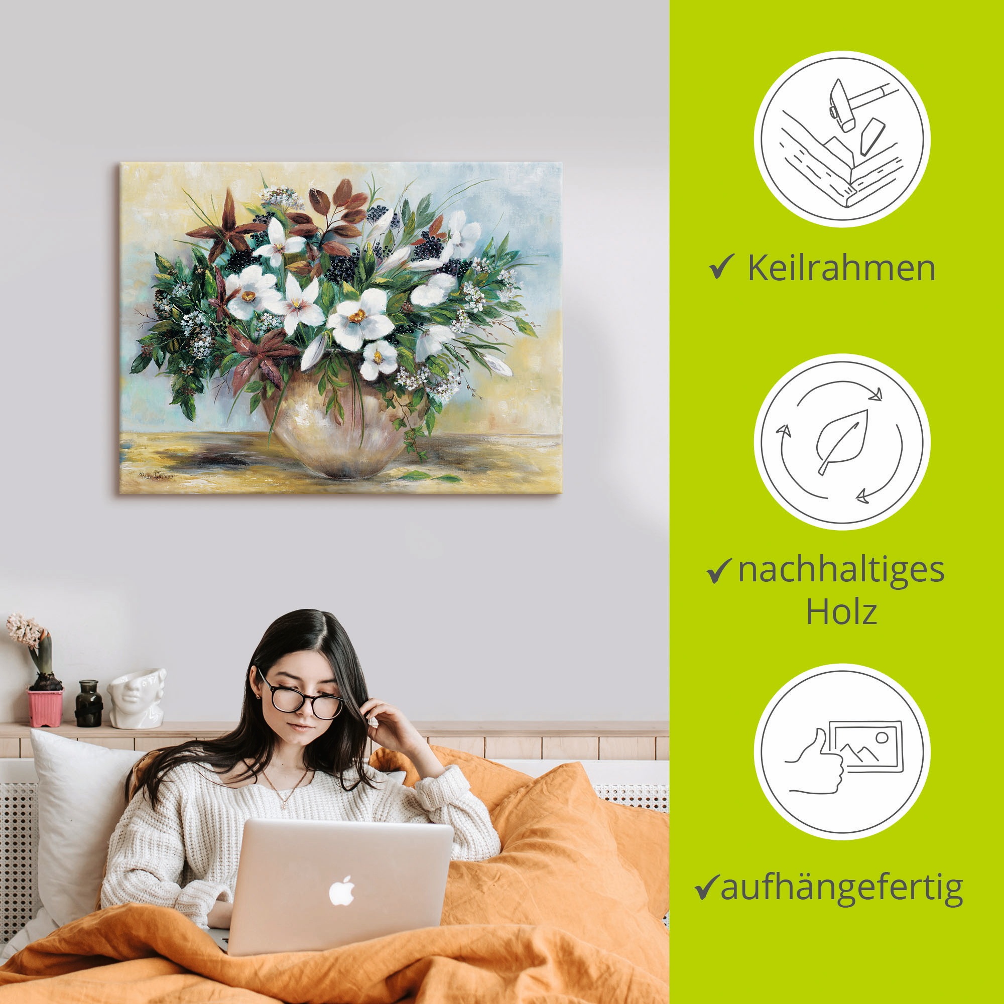 Artland Leinwandbild »Grosszügige Blüten«, Blumen, (1 St.), auf Keilrahmen gespannt