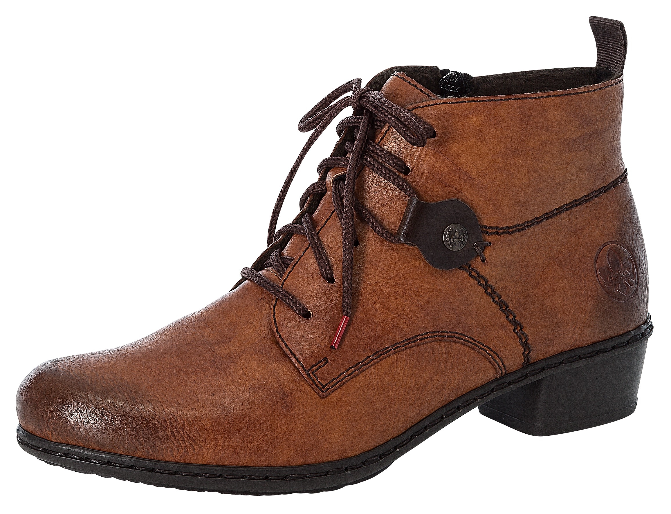 Image of Rieker Schnürstiefelette Schnürboots, Blockabsatz, mit Logoprägung an der Ferse
