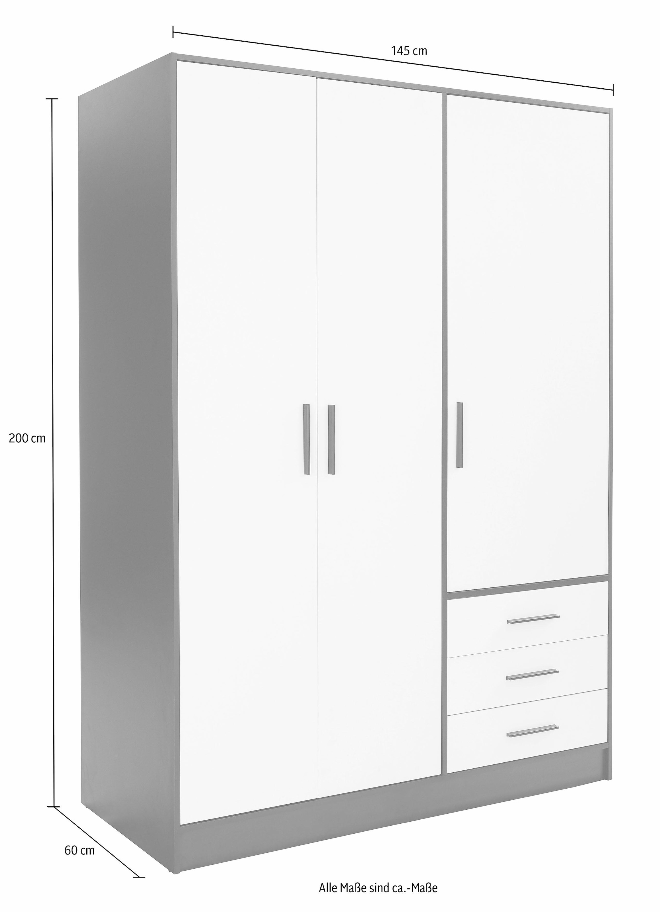 FORTE Kleiderschrank »Jupiter, Made in Europe, mit Schubladen«, (Masse (T/H): 60/200 cm), viel Stauraum, 2 Breiten und 4 Farben