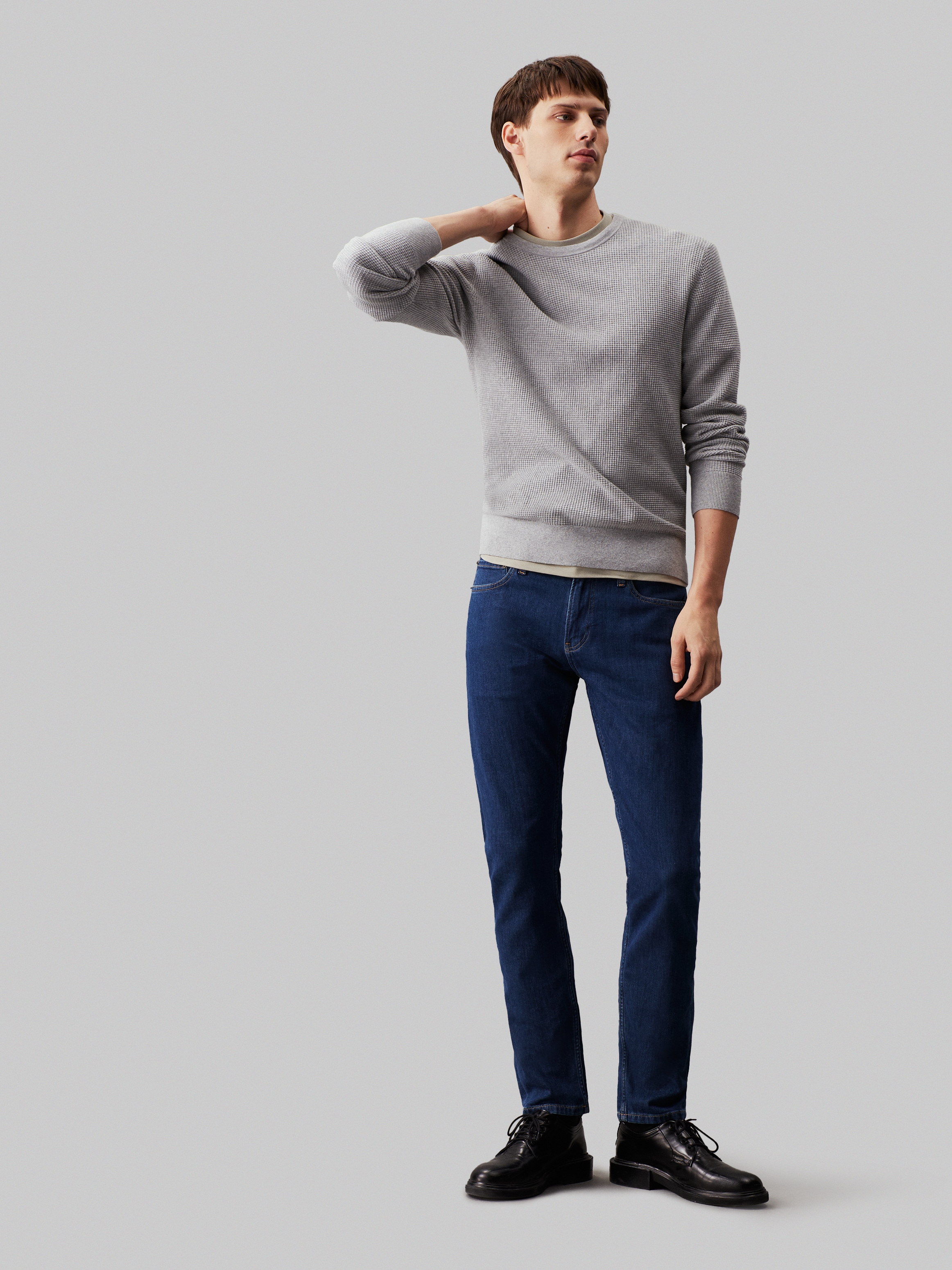 Calvin Klein Rundhalspullover »WAFFLE STRUCTURE SWEATER«, mit Markenlabel